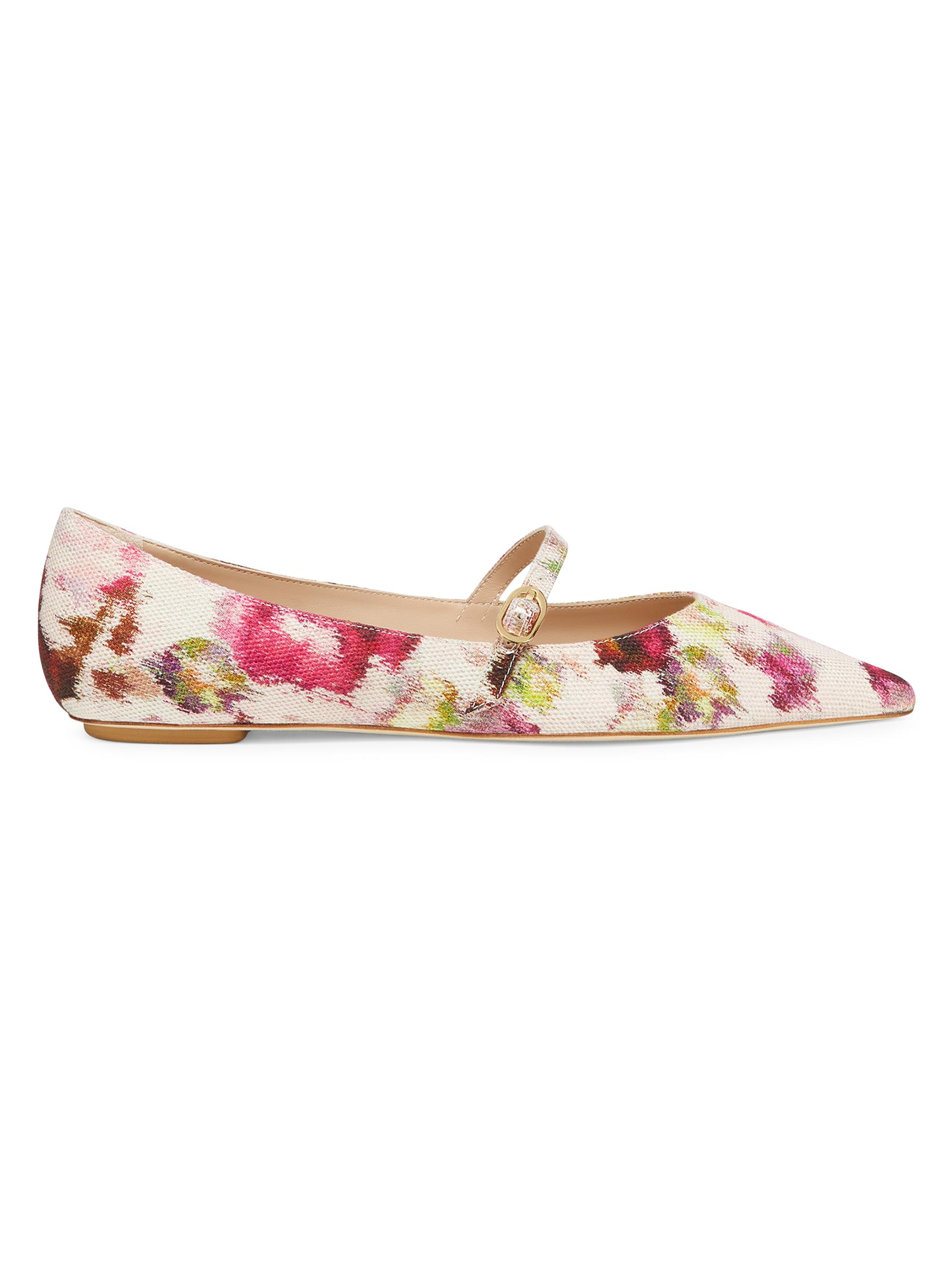 Stuart Weitzman Women's Emilia Floral Jacquard Mary Jane Flats - Pink Multi