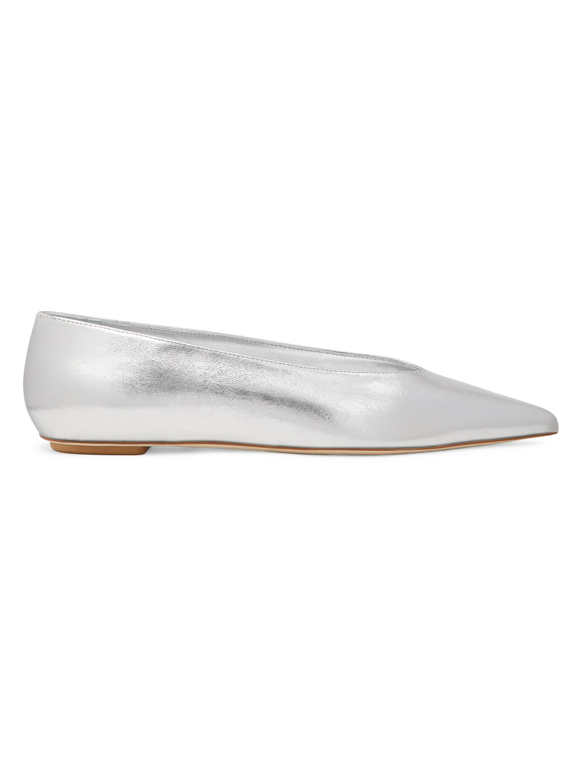 Stuart Weitzman Women's Lina Leather Flats - Silver