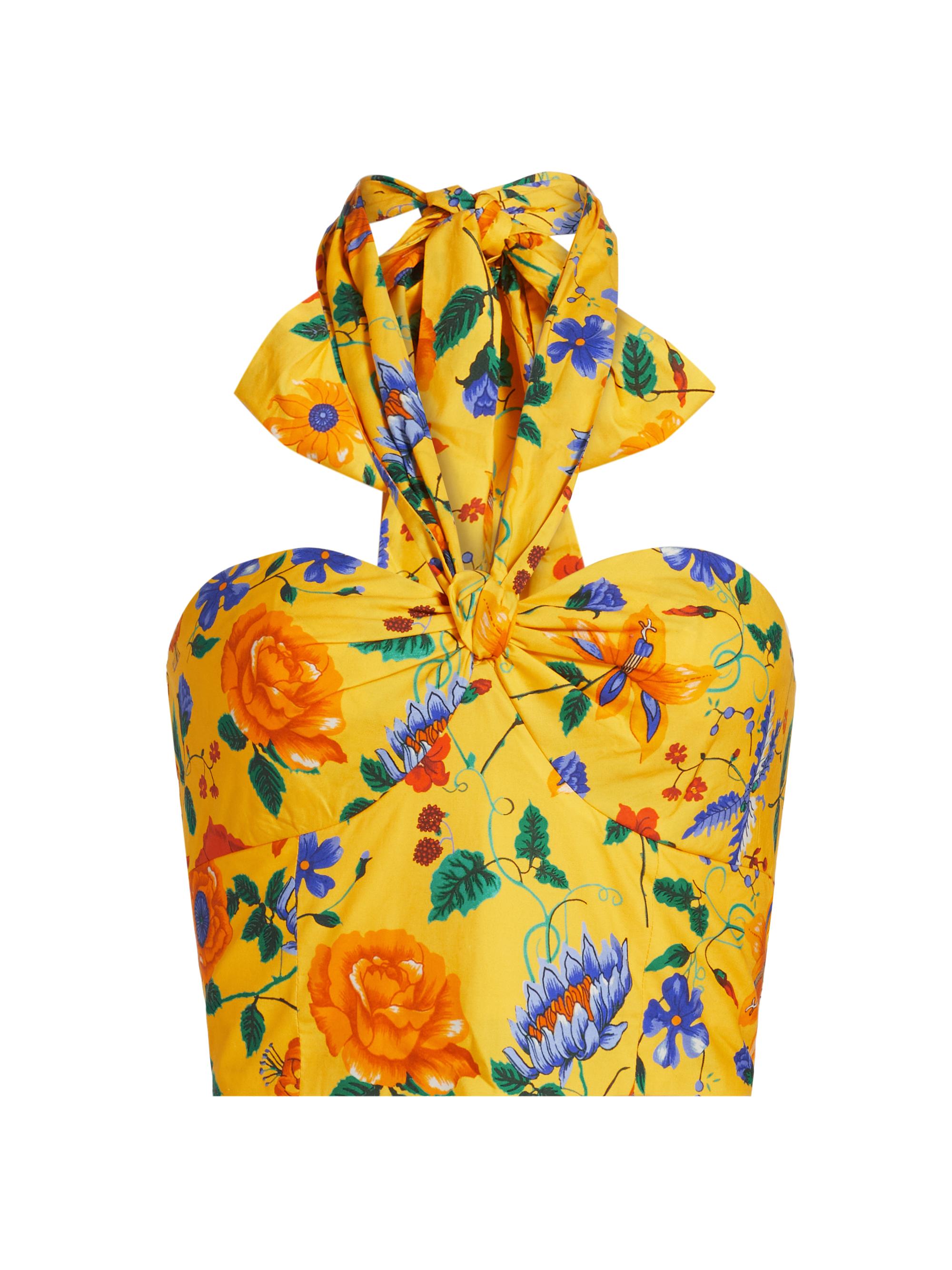 Cara Cara Women's Piana Floral Cotton Halter Top - Flora Scarf Yellow