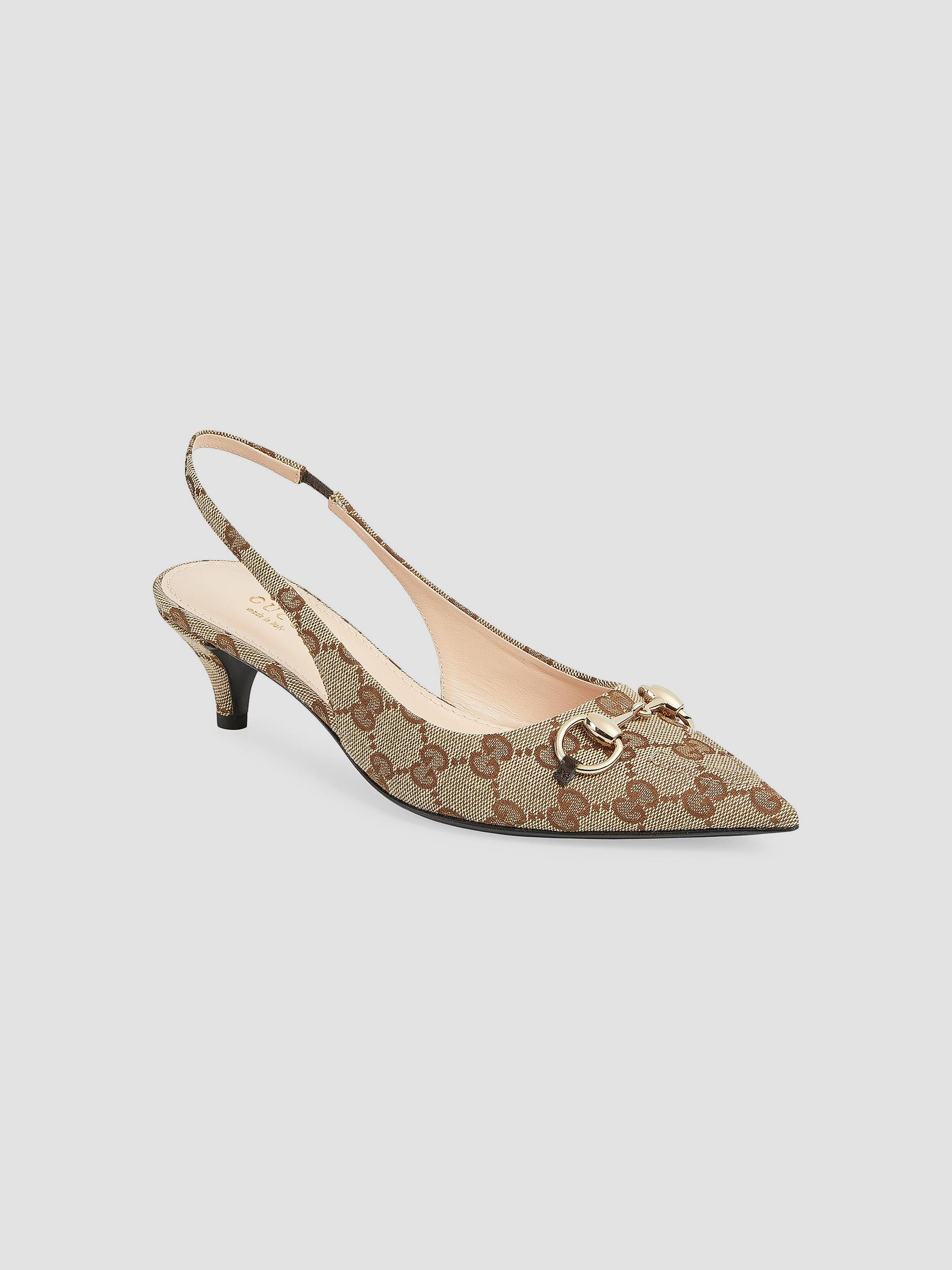 Gucci Erin 45MM GG Canvas Slingback Pumps | Saks Fifth Avenue