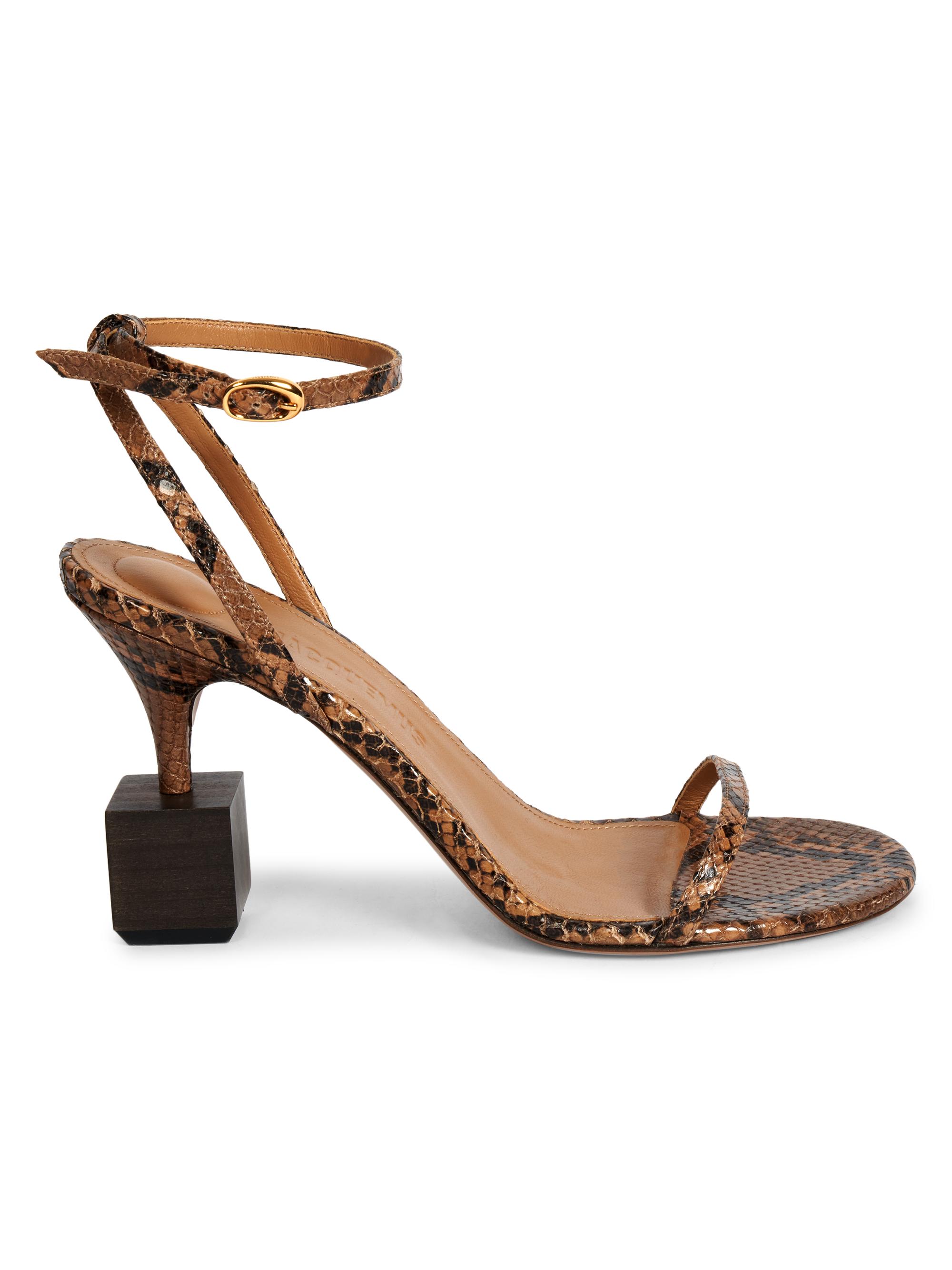 Jacquemus Women's Les Sandales Bisou 100MM Leather Sandals - Light Brown