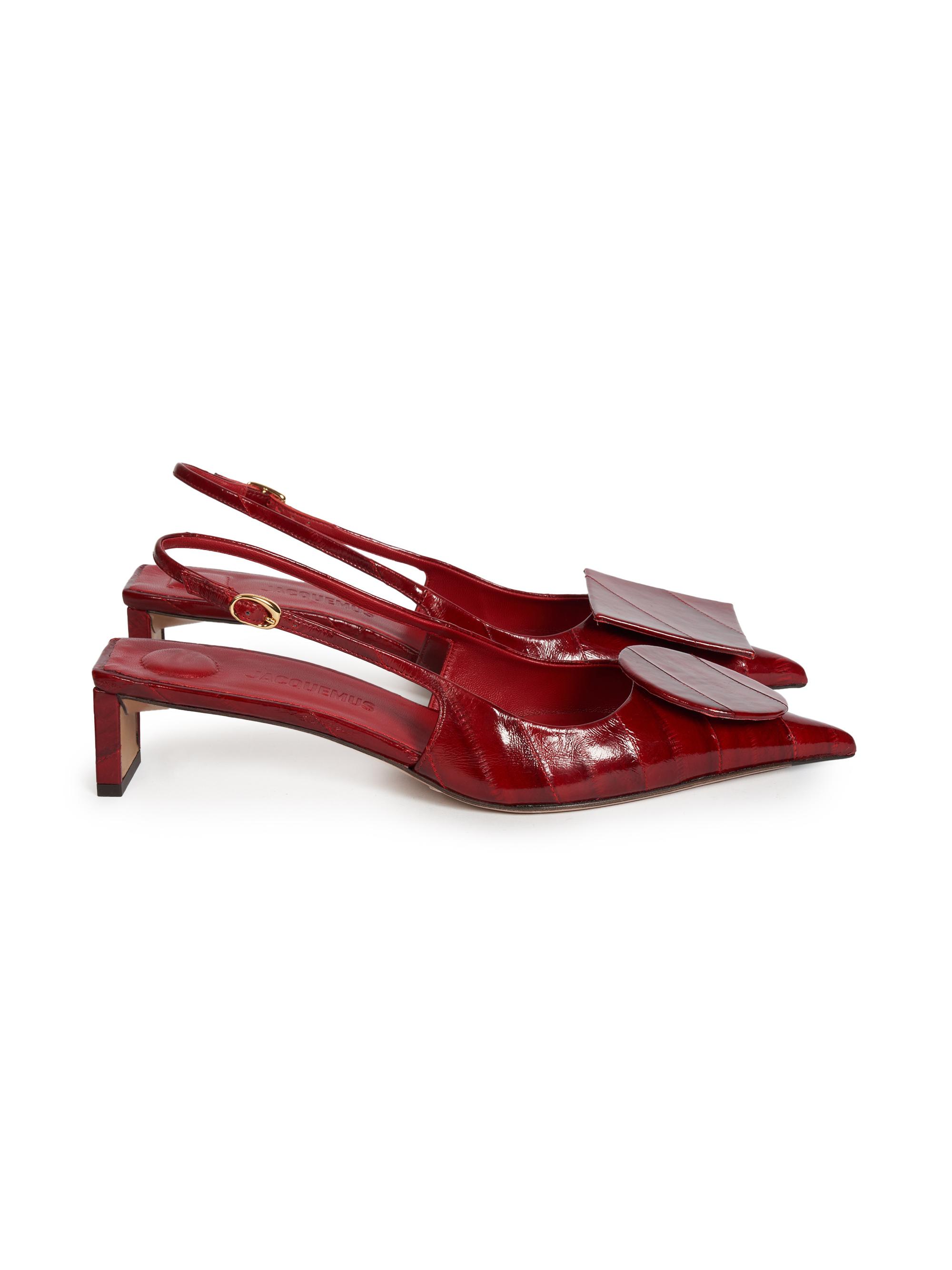 Jacquemus Women's Les Slingbacks 40MM Eel Skin Pumps - Dark Red