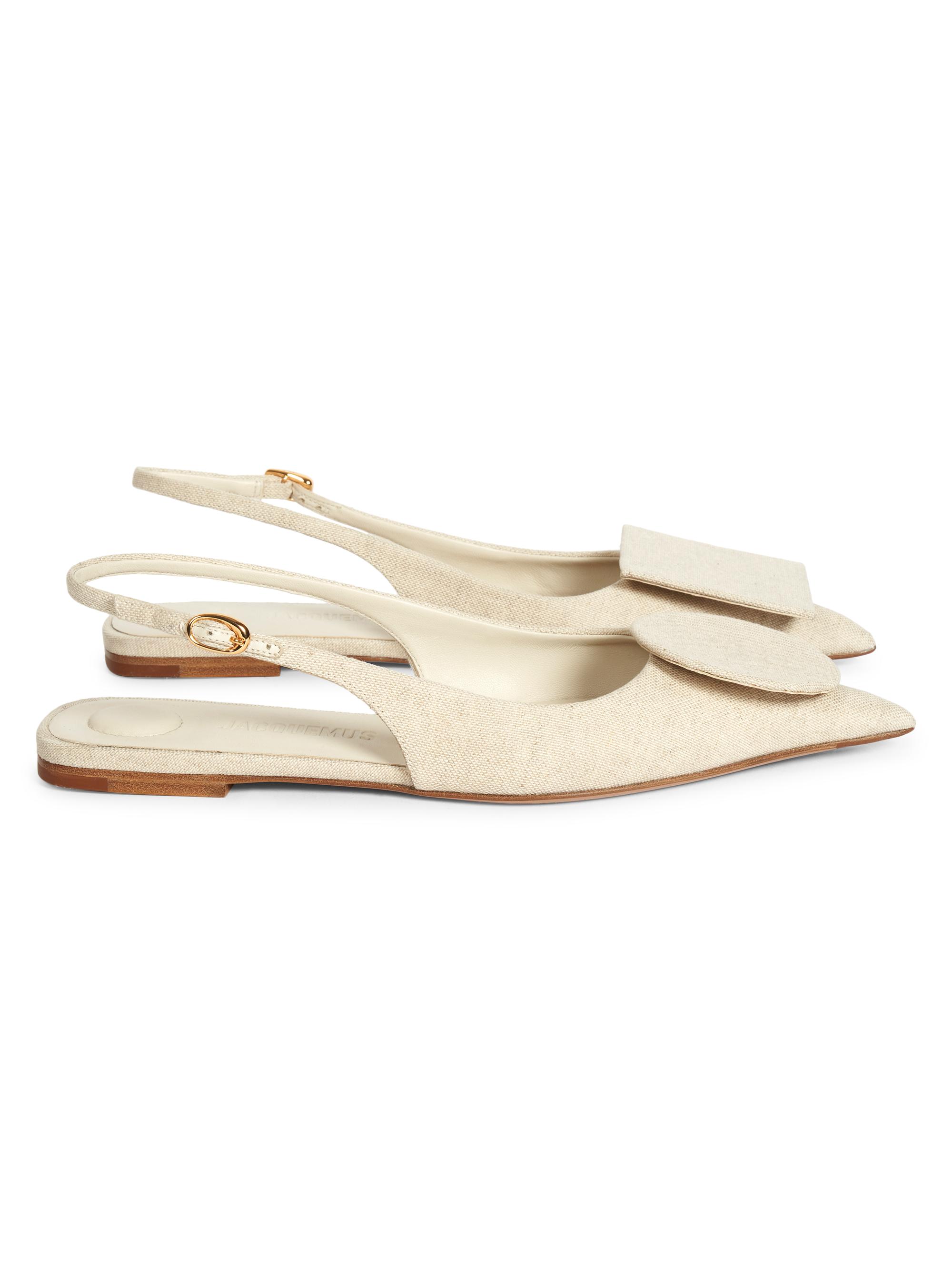 Jacquemus Women's Les Slingbacks Linen Slingback Flats - Light Greige