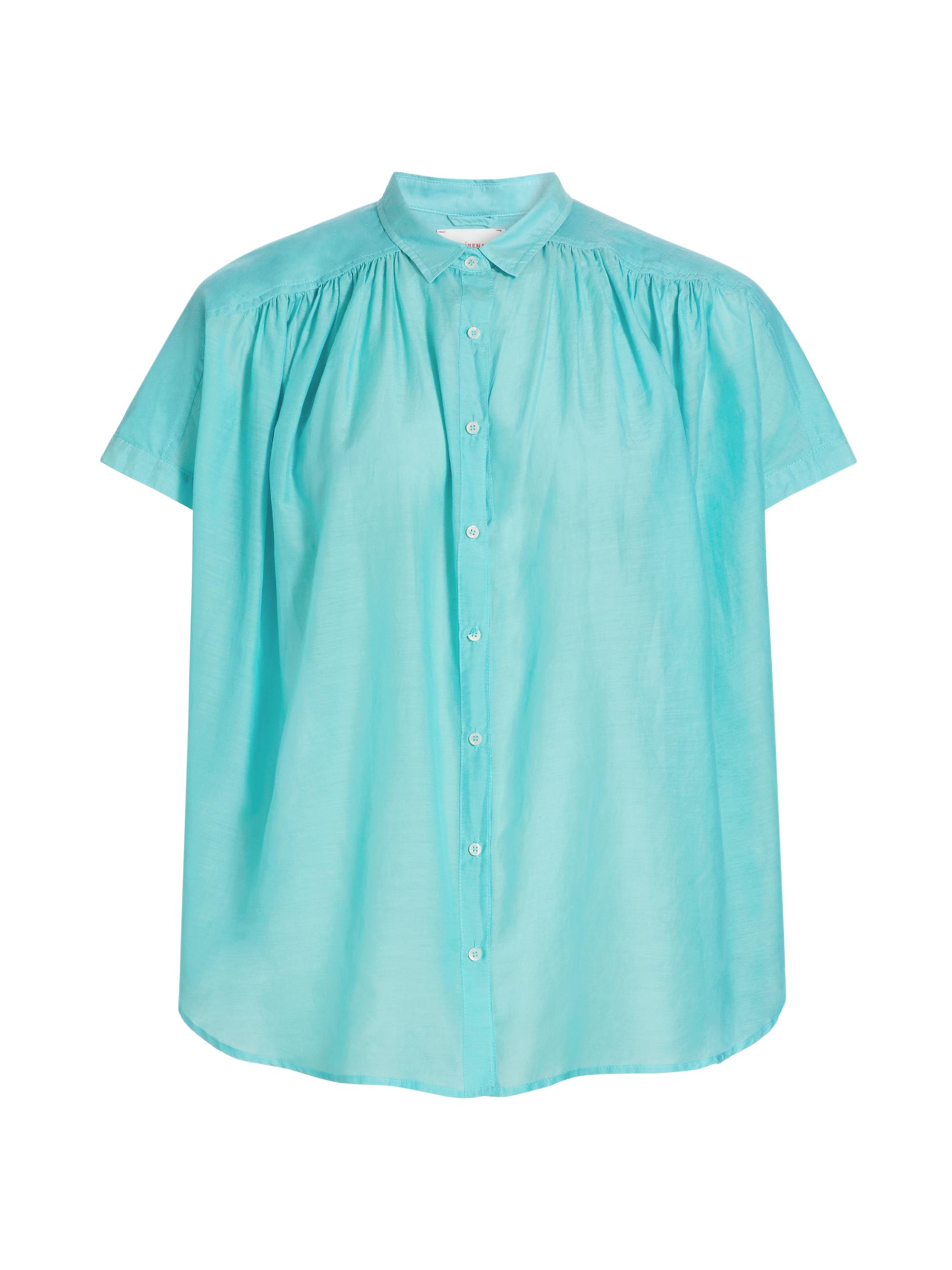 XÍRENA Women's Paxton Cotton-Silk Short-Sleeve Blouse - Balboa Blue