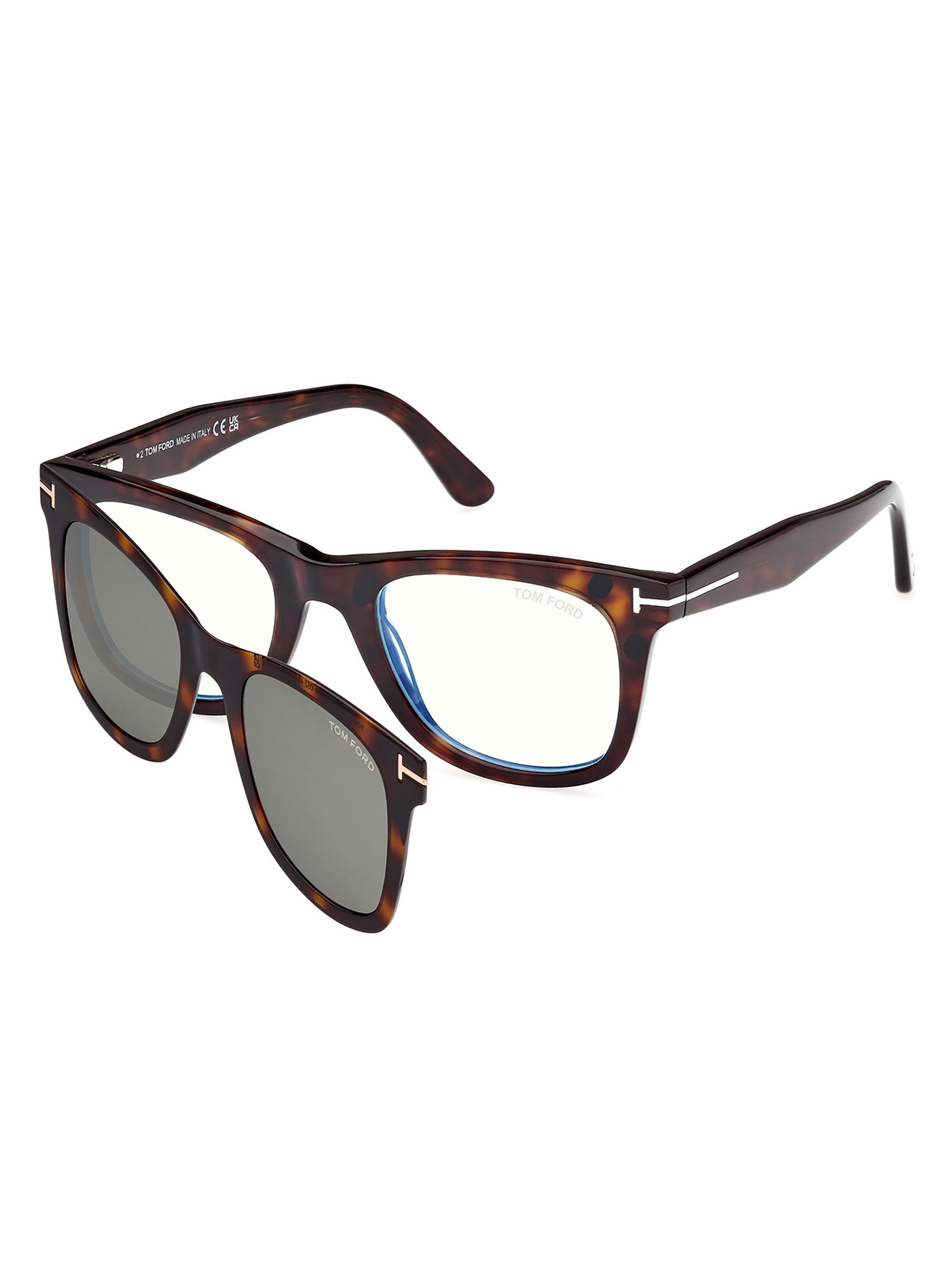 TOM FORD Men's 50MM Square Sunglasses - Dark Havana Green