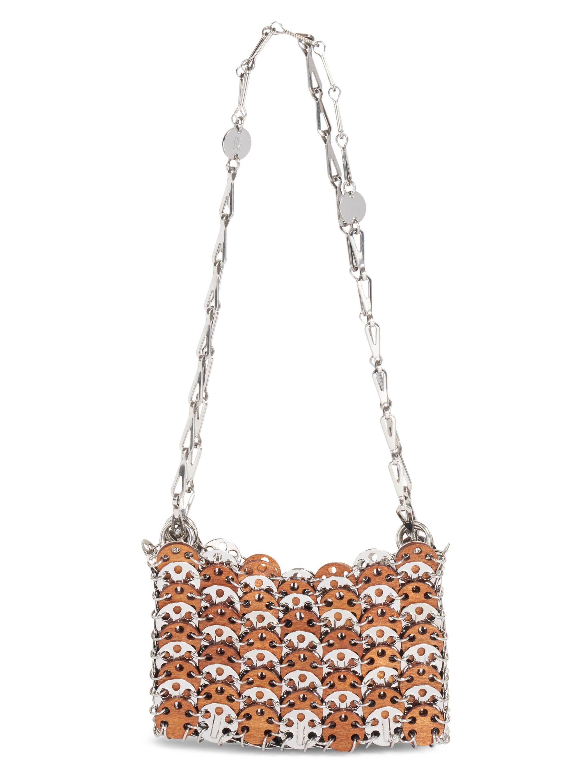 Rabanne Women's Mesh & Wood Shoulder Bag - Wood And Silver