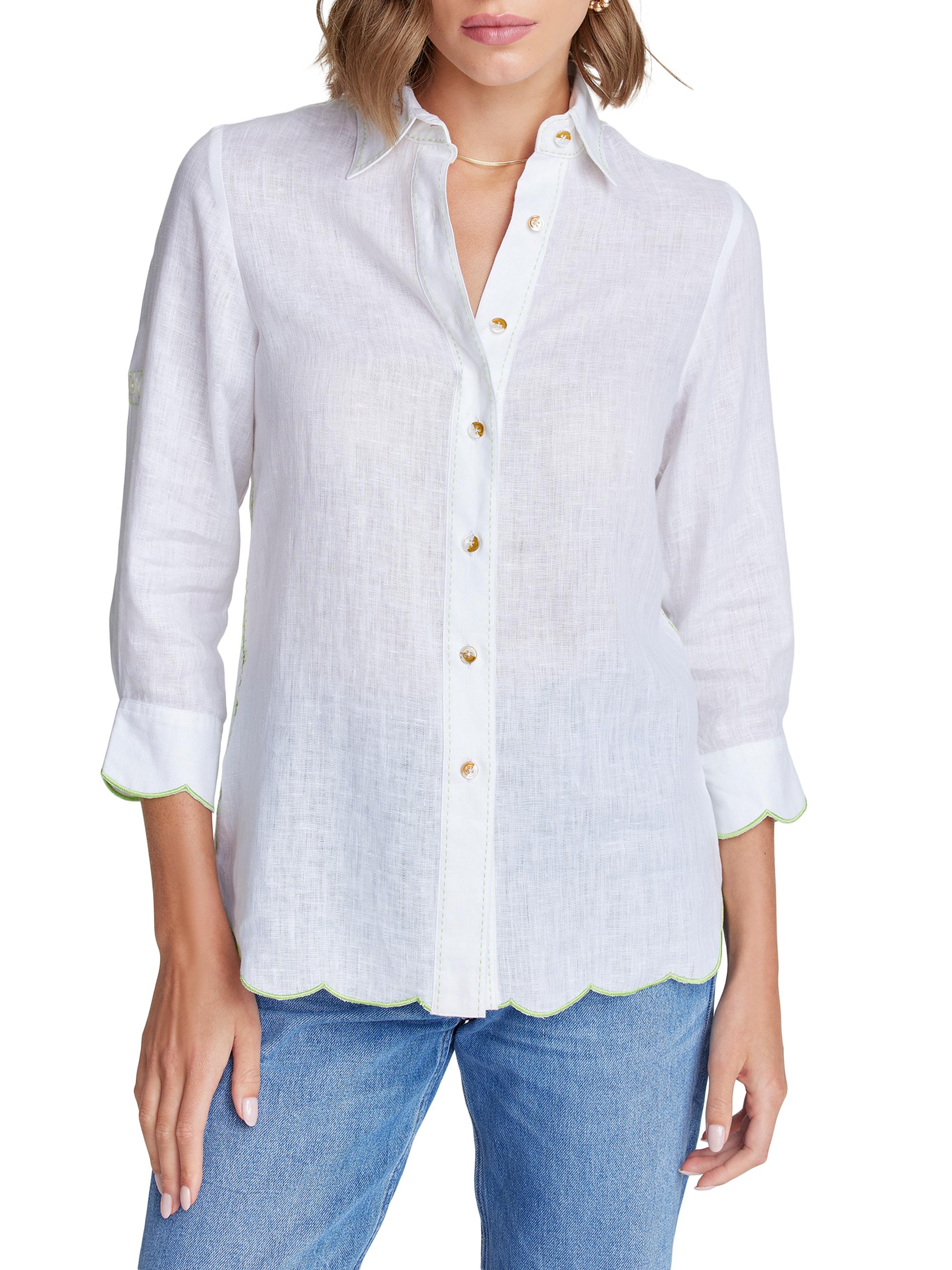 Robert Graham Women's Hadley Cocktail Linen Shirt - White
