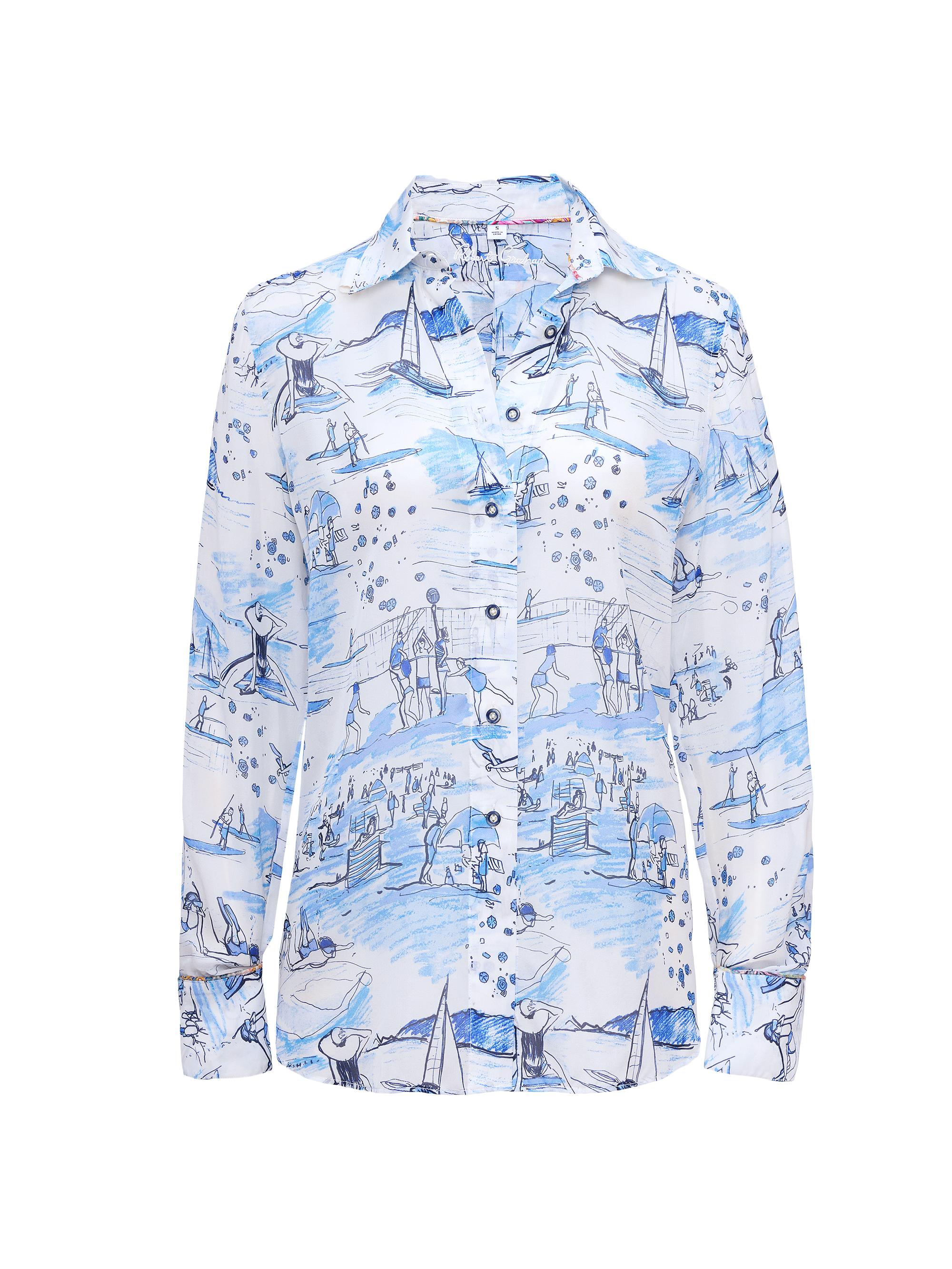 Robert Graham Women's Carrie Beach Volleyball Silk-Blend Shirt - Blue