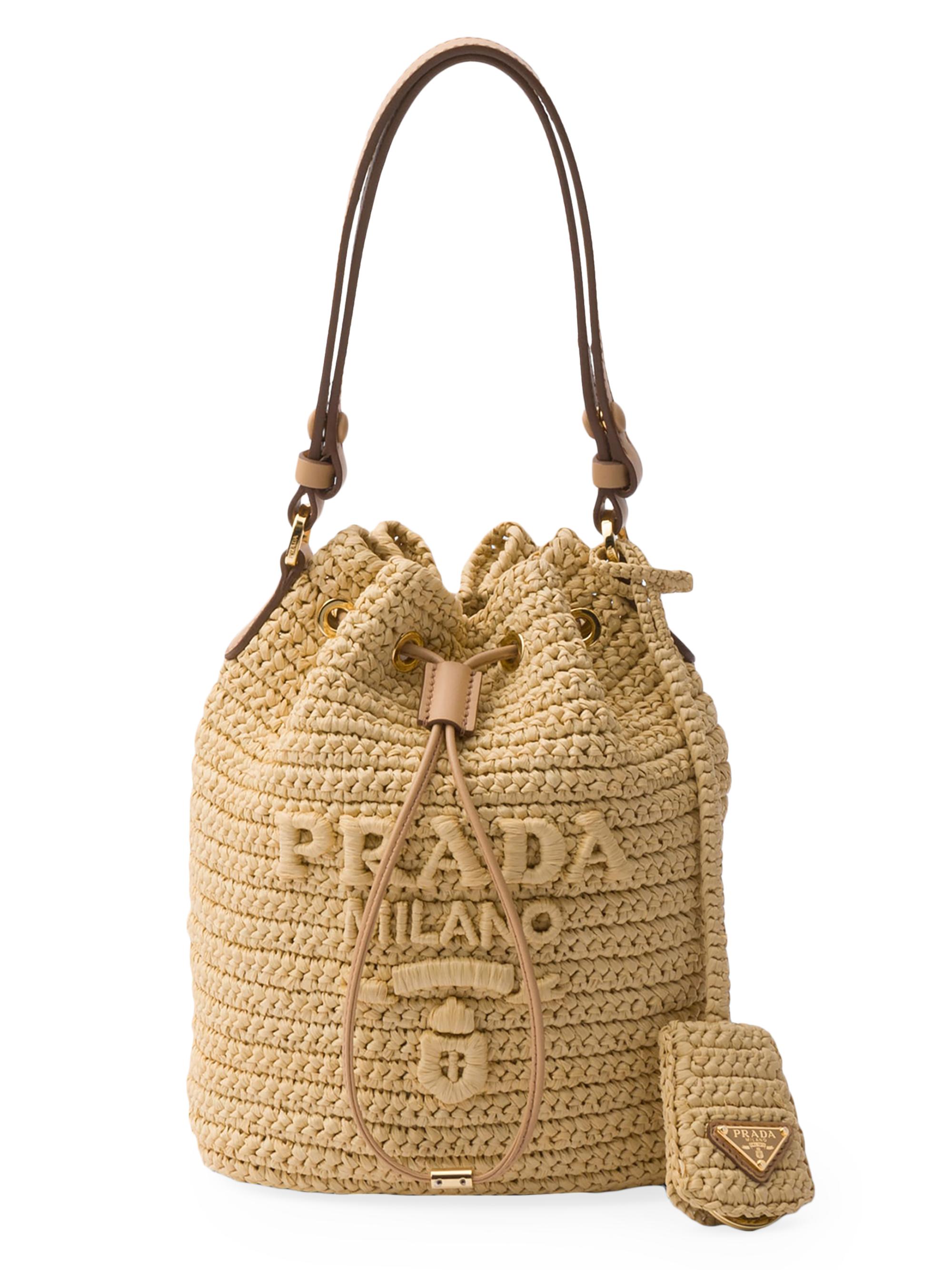 PRADA バケットバッグ ベージュ Prada Crochet and Leather Mini-Bucket Bag | Saks Fifth Avenue