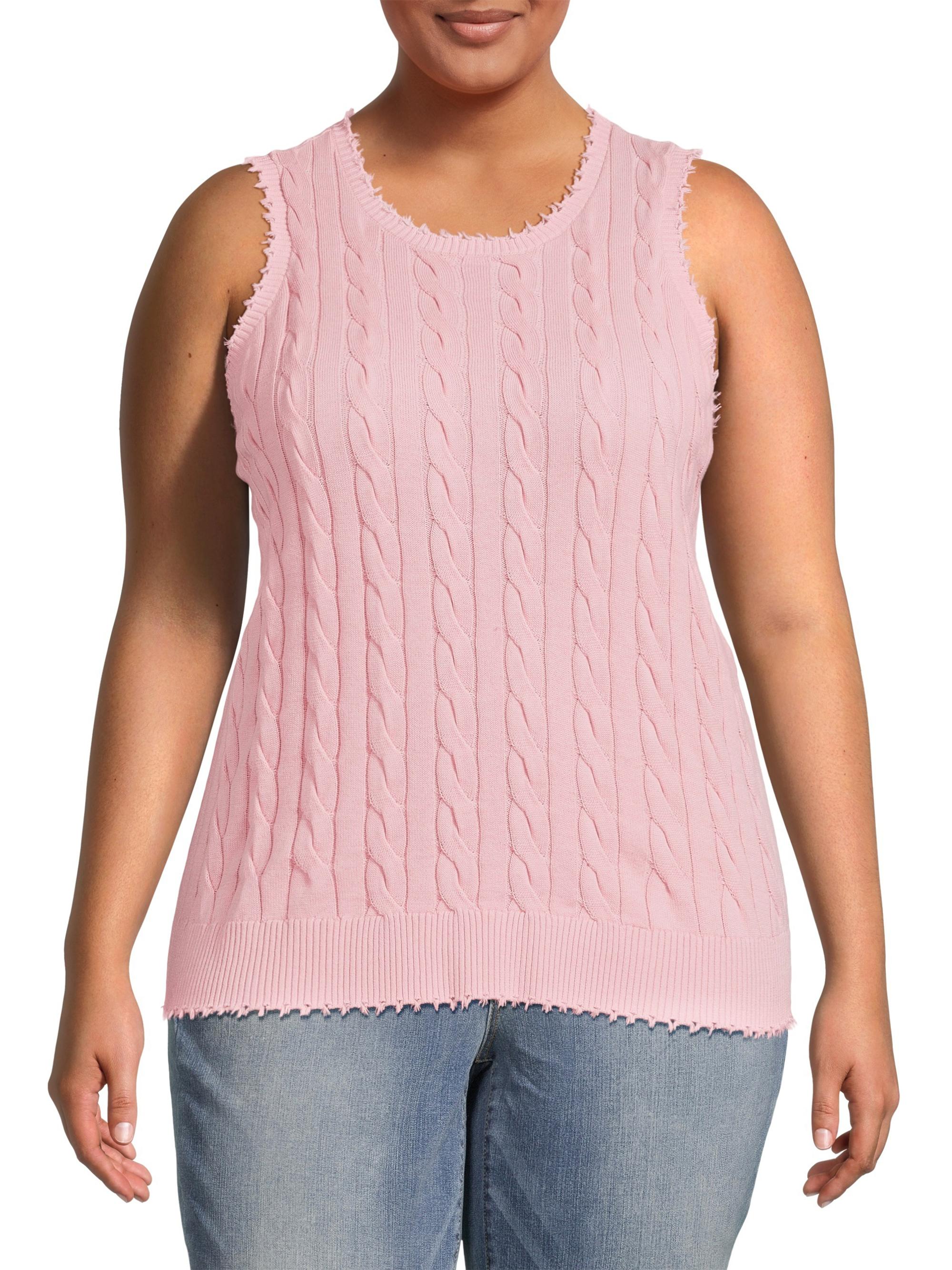 Silky Knit Sleeveless Top Lace Hem 262094