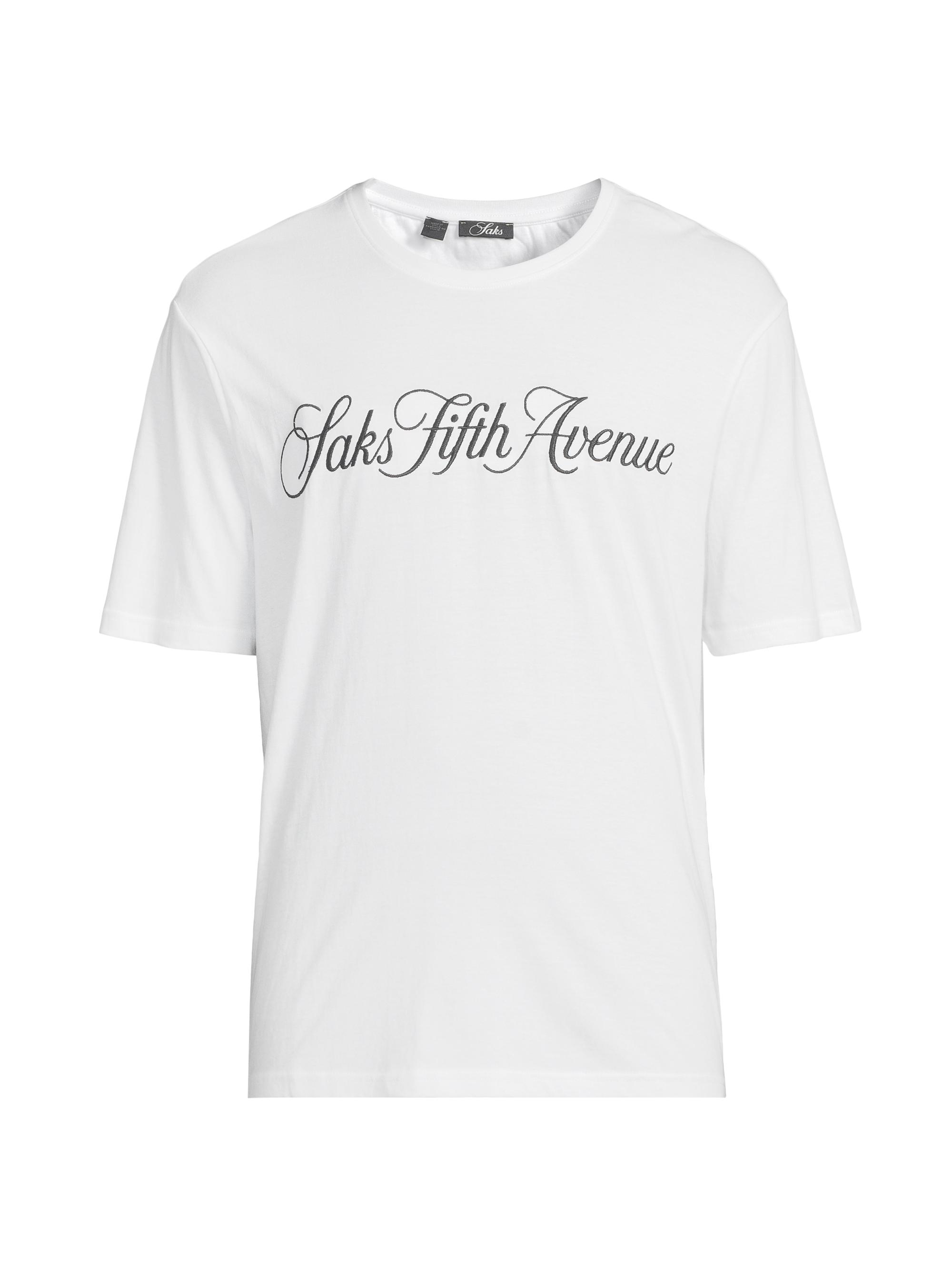 Saks Fifth Avenue Men's COLLECTION Logo-Embroidered Cotton T-Shirt - White