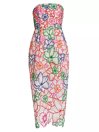 Cascading Floral Embroidered Dress