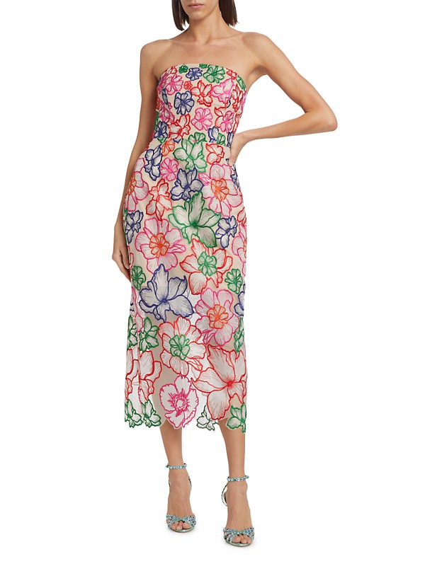 Shop Milly Cascading Floral Embroidered Dress | Saks Fifth Shop Milly Cascading Floral Embroidered Dress | Saks Fifth