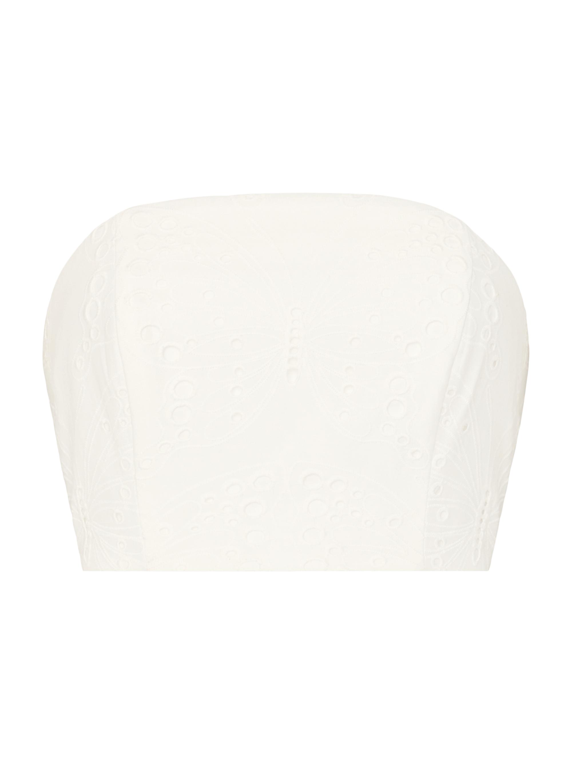 Milly Women's Butterfly Eyelet Strapless Crop Top - White