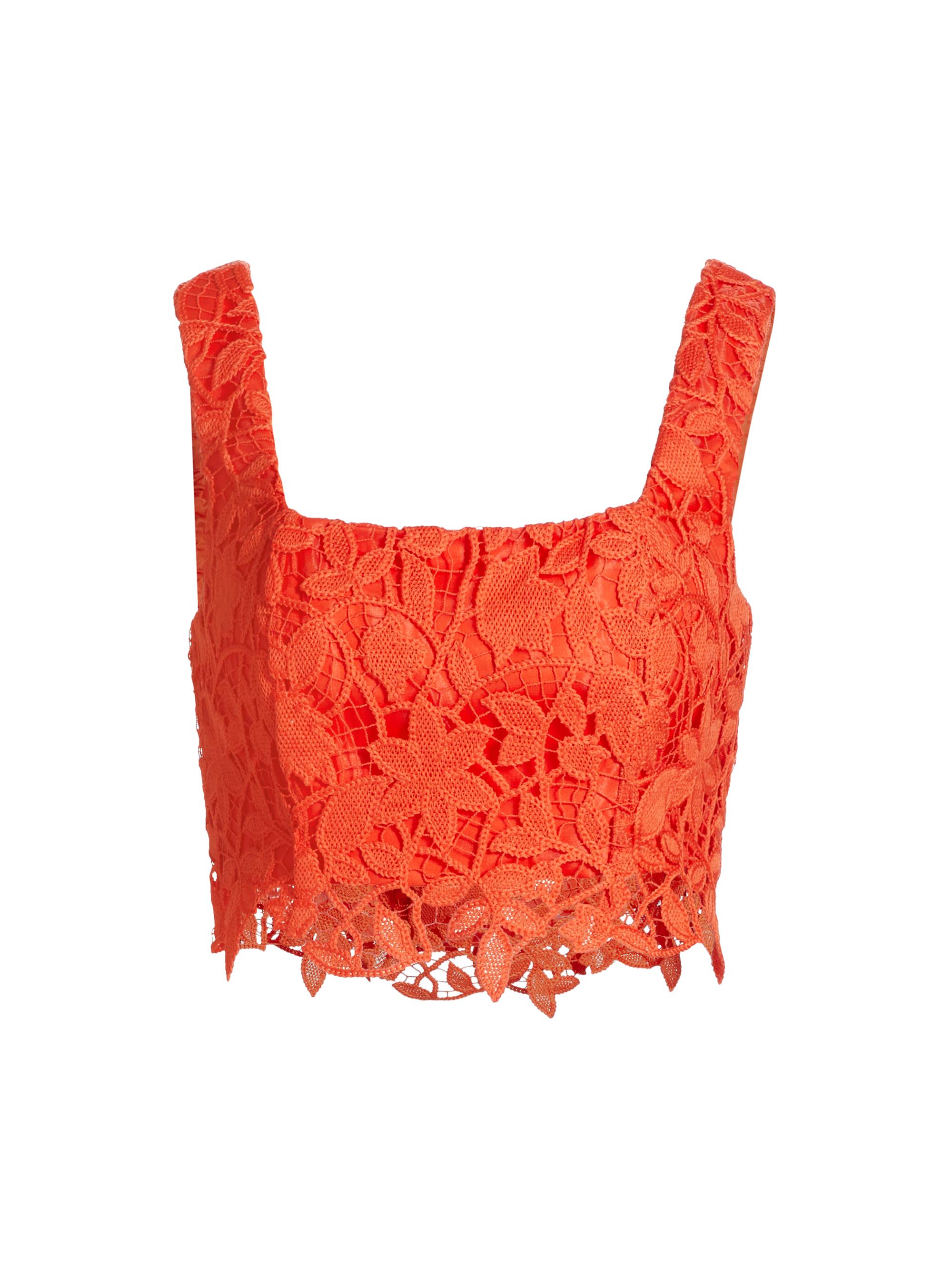 Milly Women's Chay Summer Floral Lace Crop Top - Coral