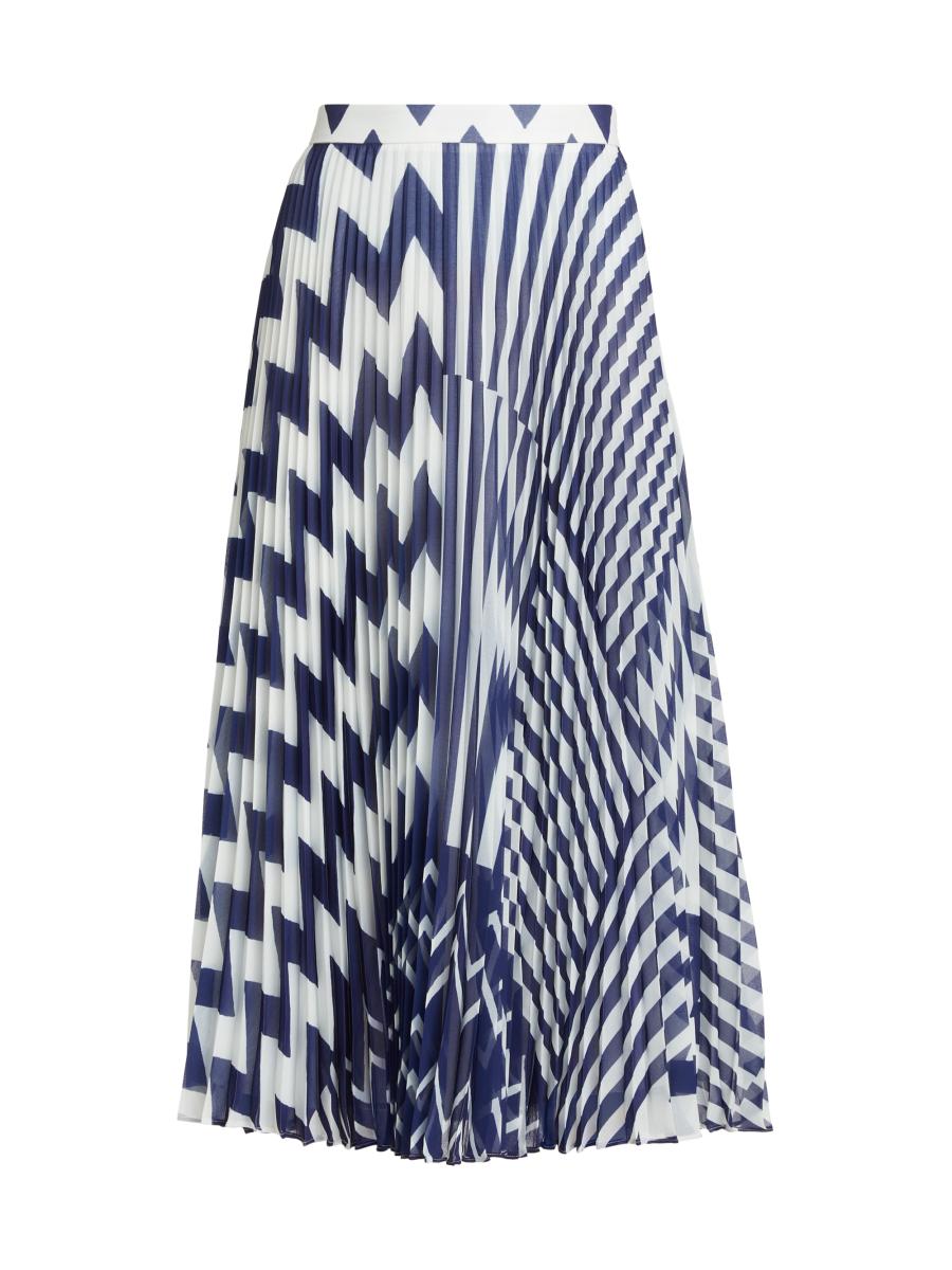 Milly Otha Patchwork Chevron Pleated Maxi Skirt | Saks Fifth