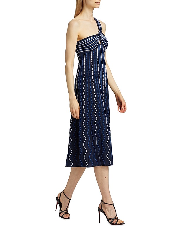 Shop Milly Zig-Zag One-Shoulder Knit Midi-Dress | Saks Fifth Shop Milly Zig-Zag One-Shoulder Knit Midi-Dress | Saks Fifth