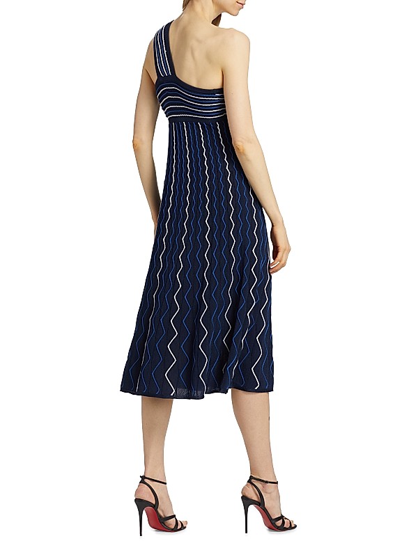 Shop Milly Zig-Zag One-Shoulder Knit Midi-Dress | Saks Fifth Shop Milly Zig-Zag One-Shoulder Knit Midi-Dress | Saks Fifth