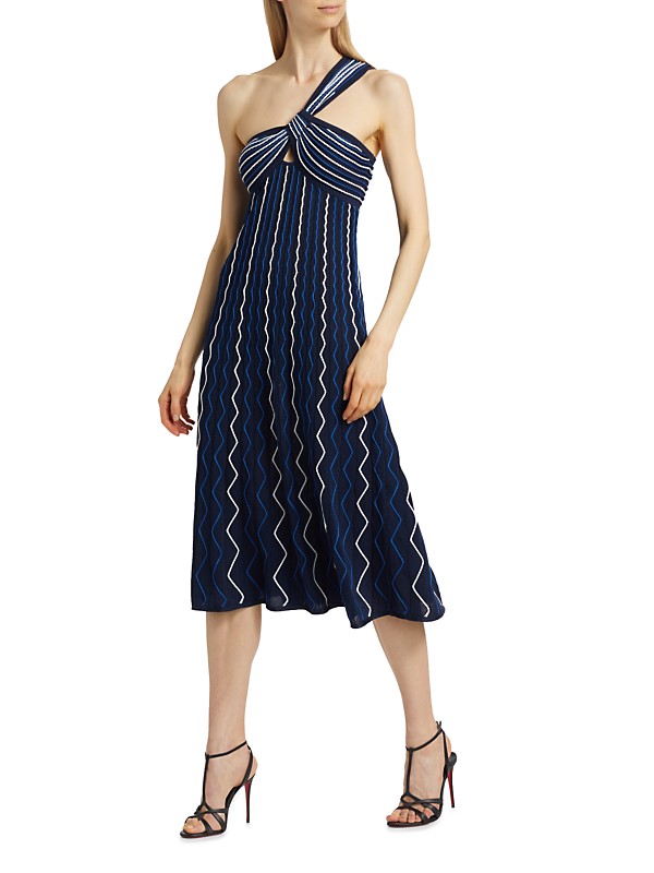 Shop Milly Zig-Zag One-Shoulder Knit Midi-Dress | Saks Fifth Shop Milly Zig-Zag One-Shoulder Knit Midi-Dress | Saks Fifth