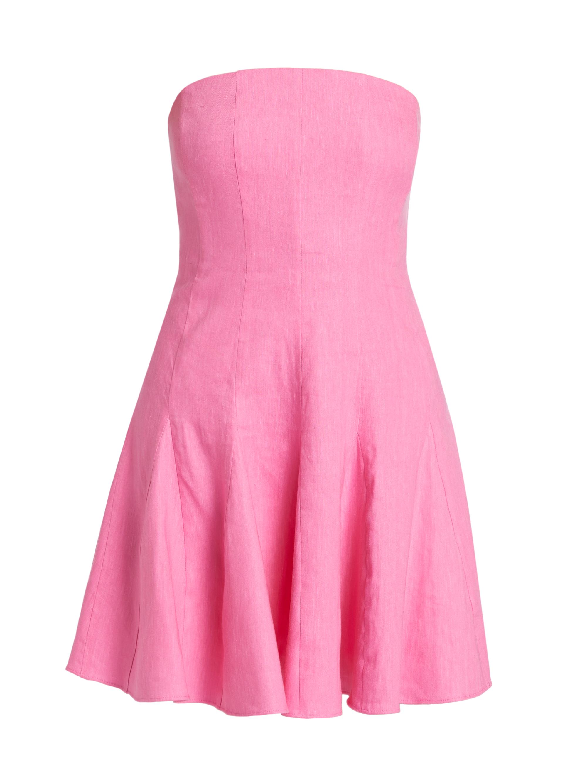 Milly Women's Cameron Solid Linen Strapless Dress - Pink