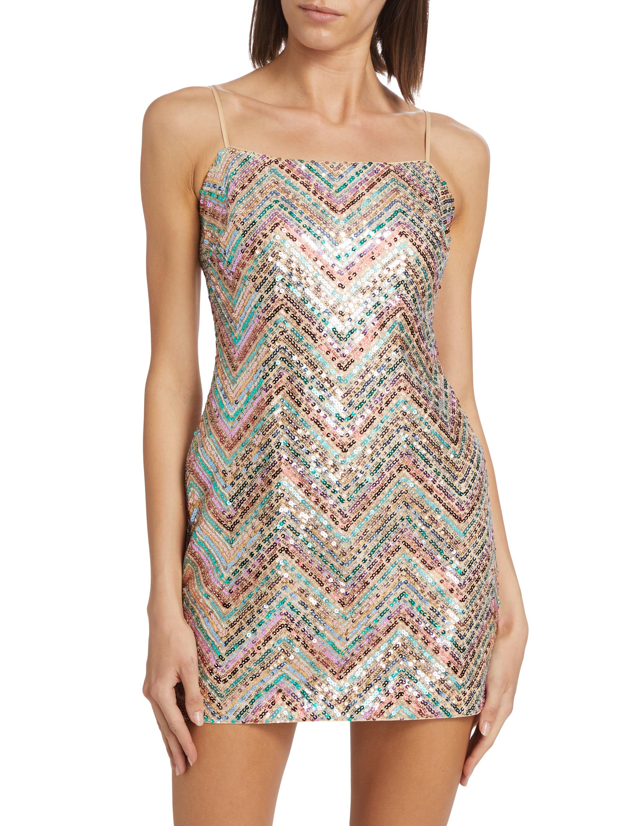 Milly Colette Chevron Sequin Minidress | Saks Fifth Avenue