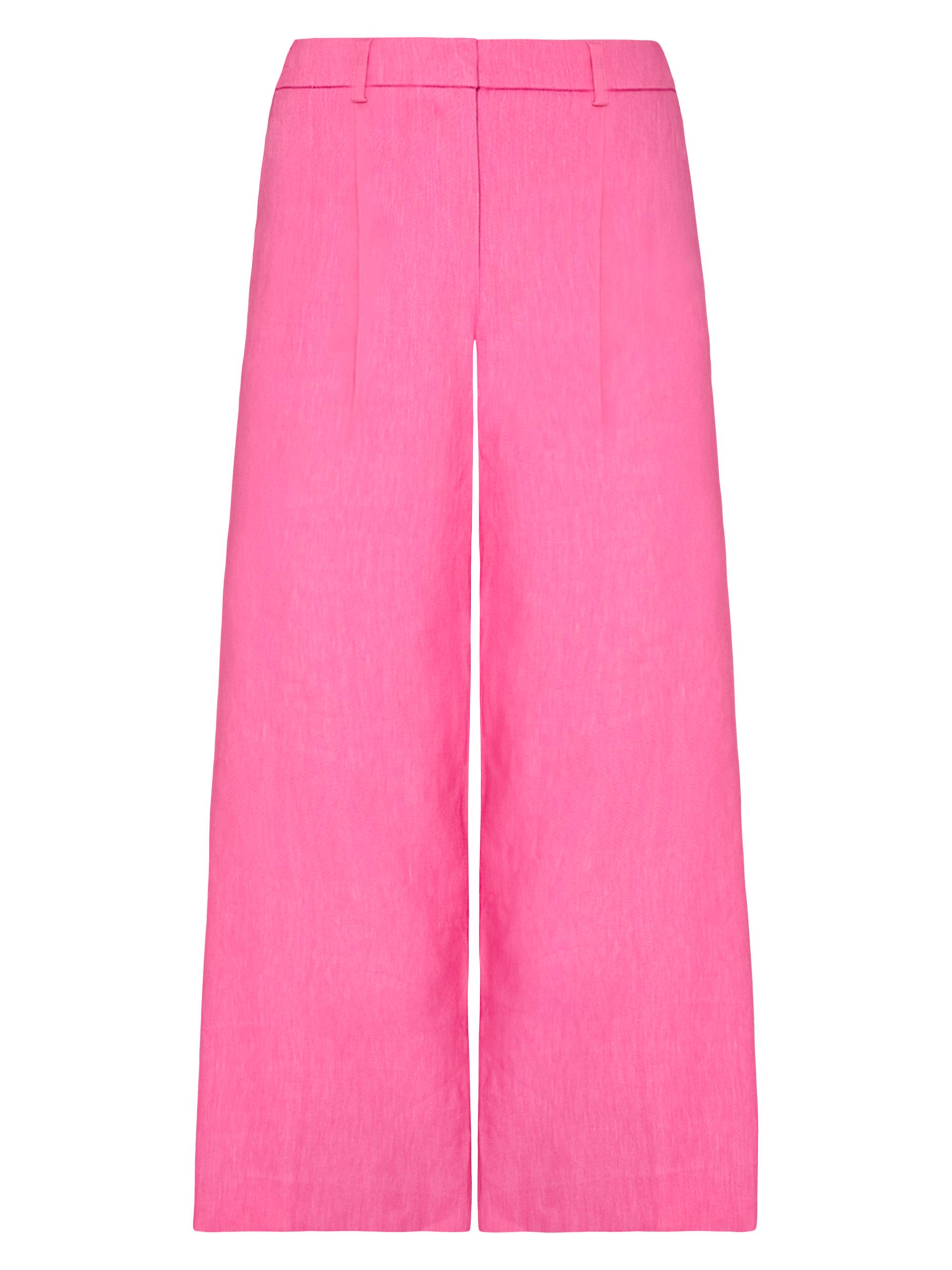 Milly Women's Linen-Blend Wide-Leg Crop Pants - Pink