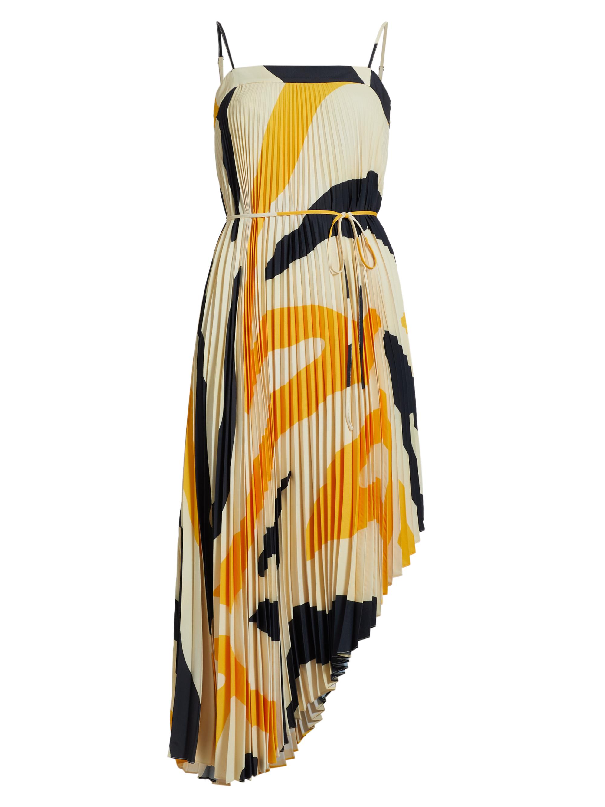 Milly Women's Irene Zebra Pleated Dress - Mango Black