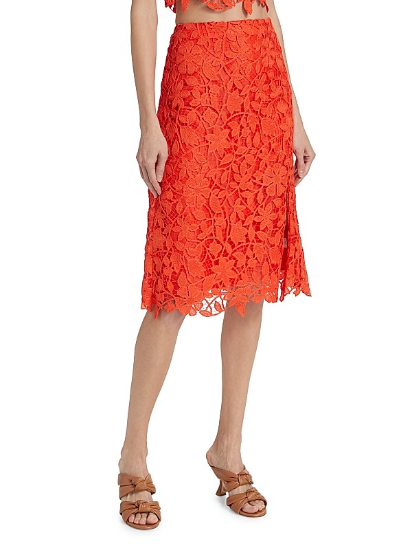 Shop Milly Carreen Floral Lace Slit Skirt | Saks Fifth Avenue Shop Milly Carreen Floral Lace Slit Skirt | Saks Fifth Avenue