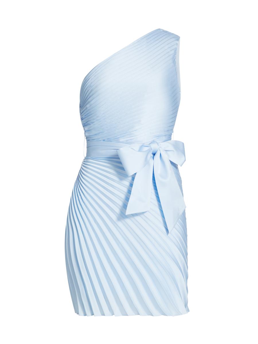 milly estie satin pleated dress Milly Estie Satin Pleated One-Shoulder Minidress
