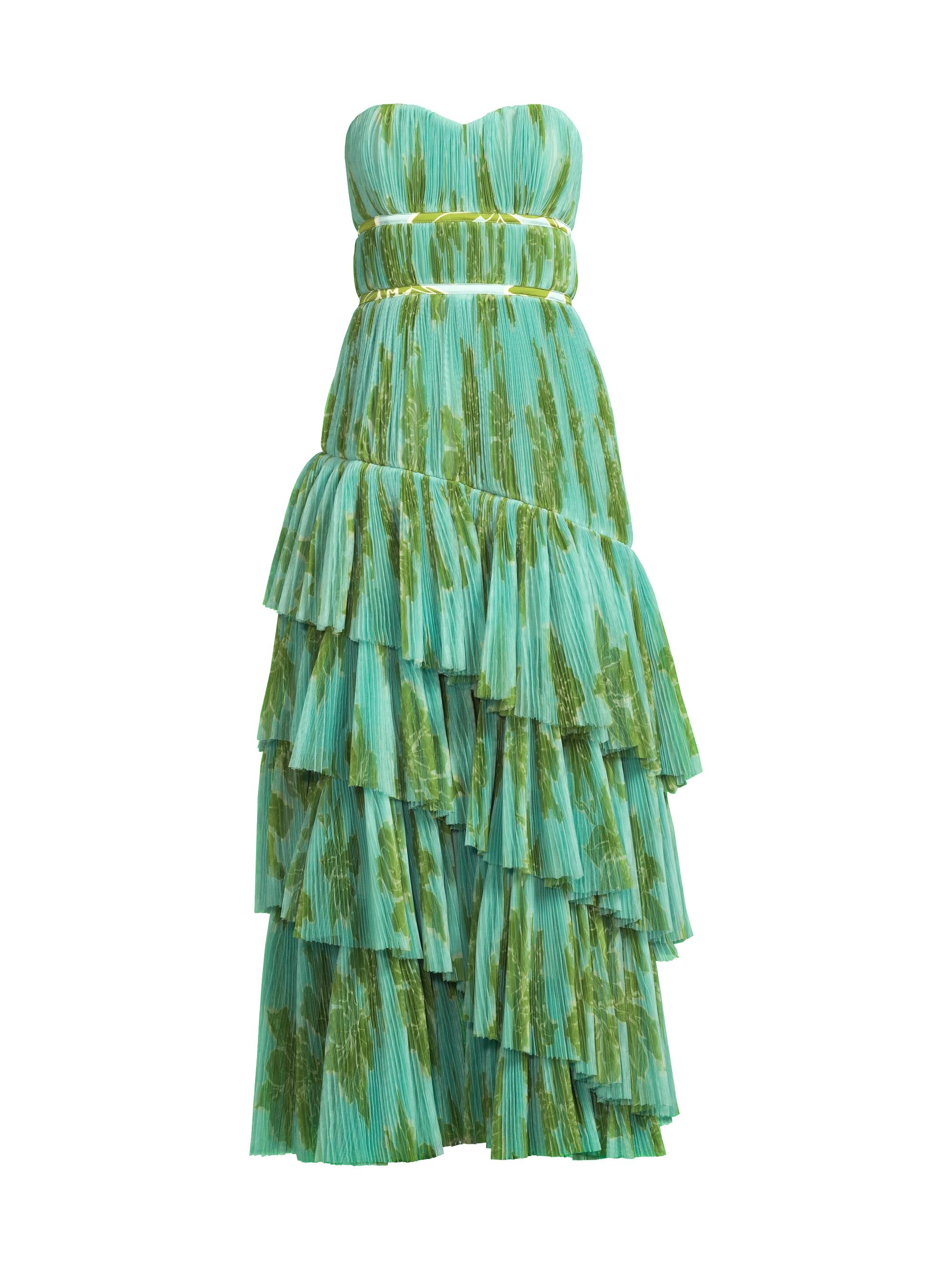 Hutch Women's Lanza Pleated Tiered Gown - Seafoam Dramatic