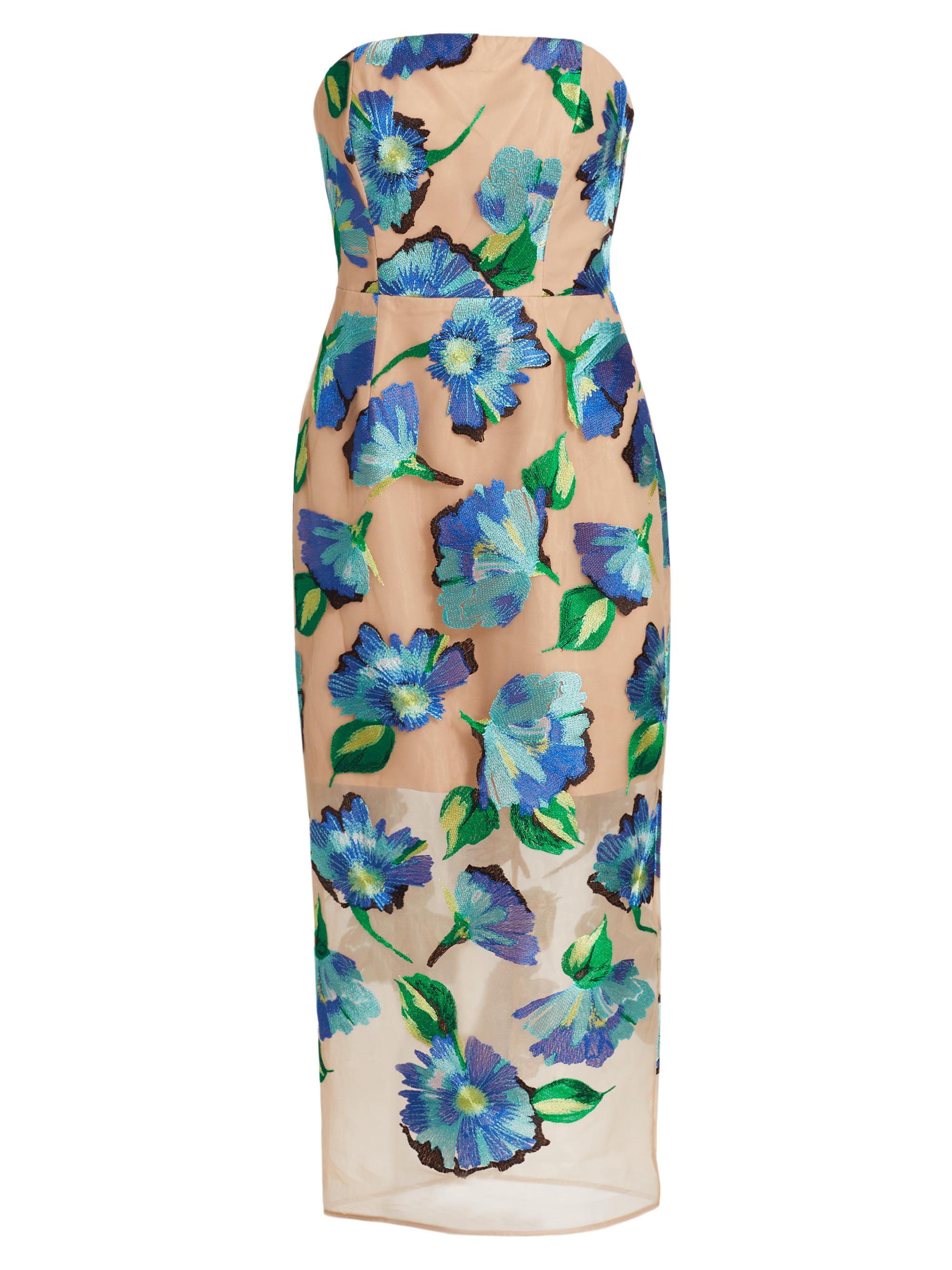 Milly Pictorial Poppy Mesh Strapless Dress | Saks Fifth Avenue