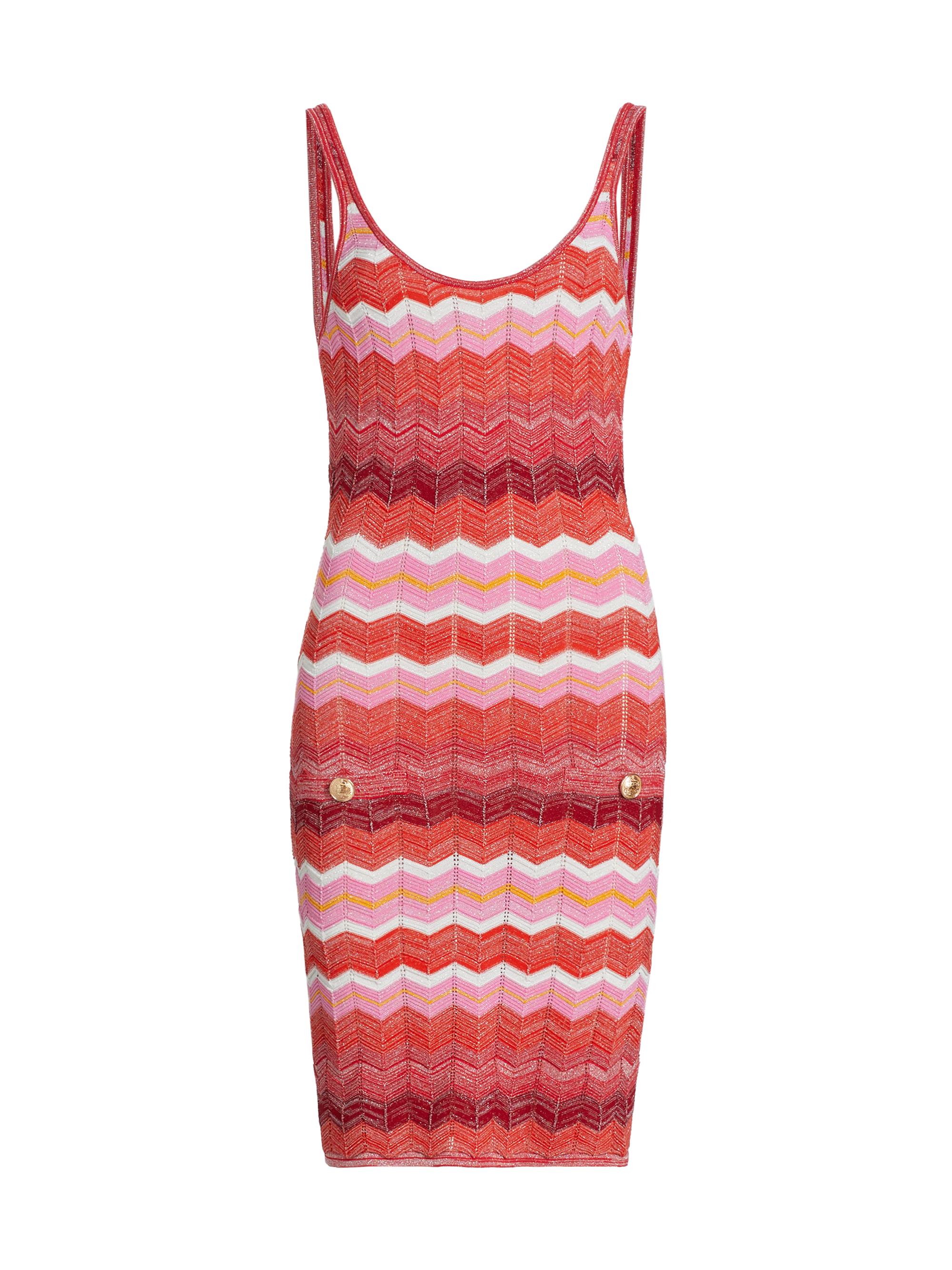 Milly Women's Multi Metallic Zig-Zag Tank Minidress - Red Multi