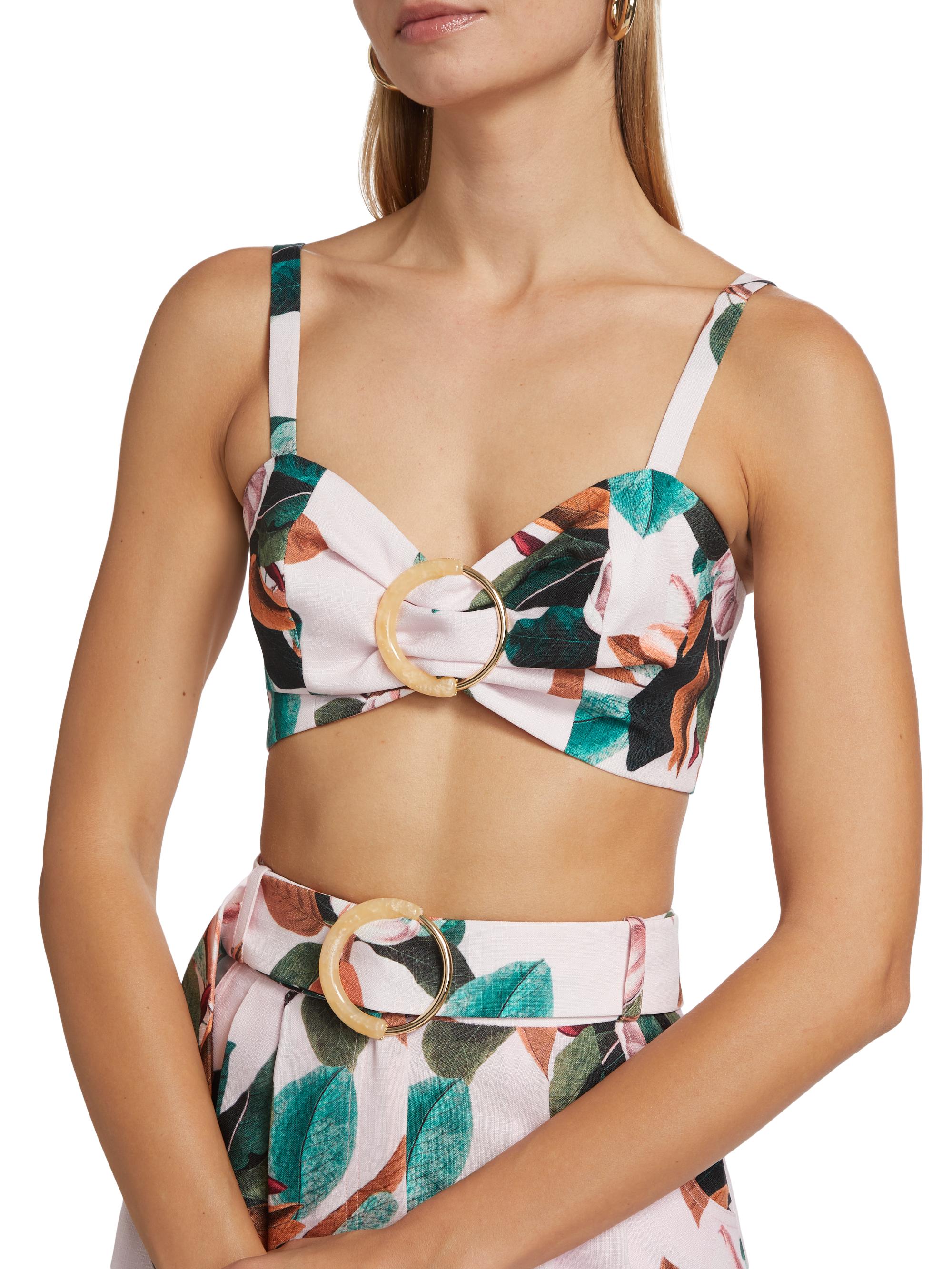 PatBO Magnolia Printed O-Ring Bralette Top Saks Fifth Avenue