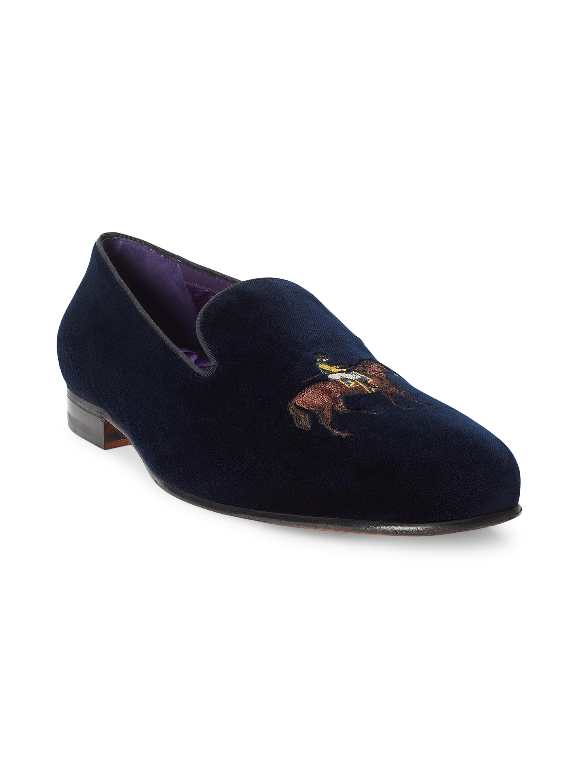 Ralph Lauren Purple Label Alonzo Navy Gold Bullion RL Velvet Slipper 8D NWB Ralph Lauren Purple Label Alonzo Slipper Loafers | Saks  main image 4