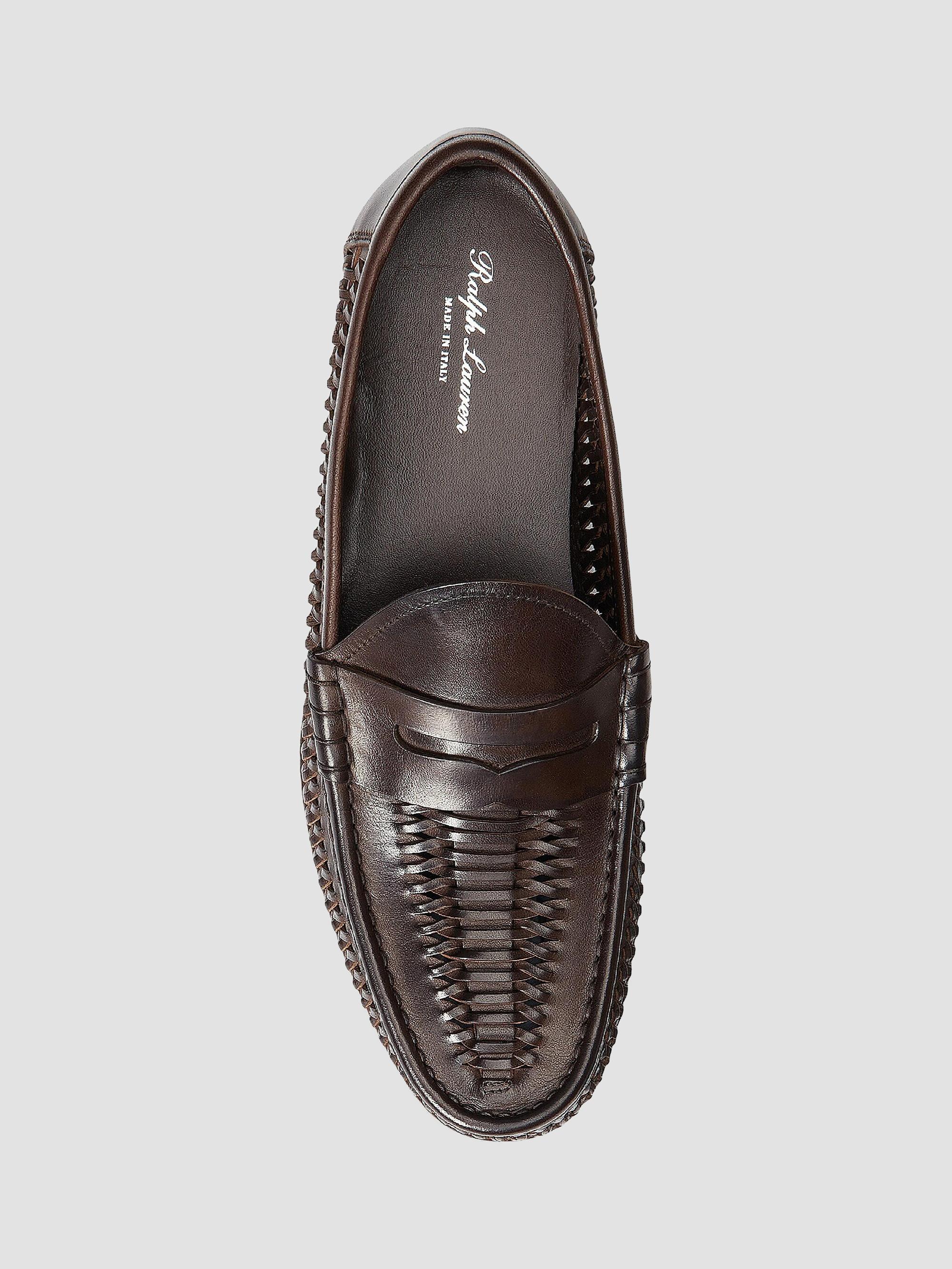 Ralph Lauren Purple Label Chalmers Woven Leather Penny Loafers