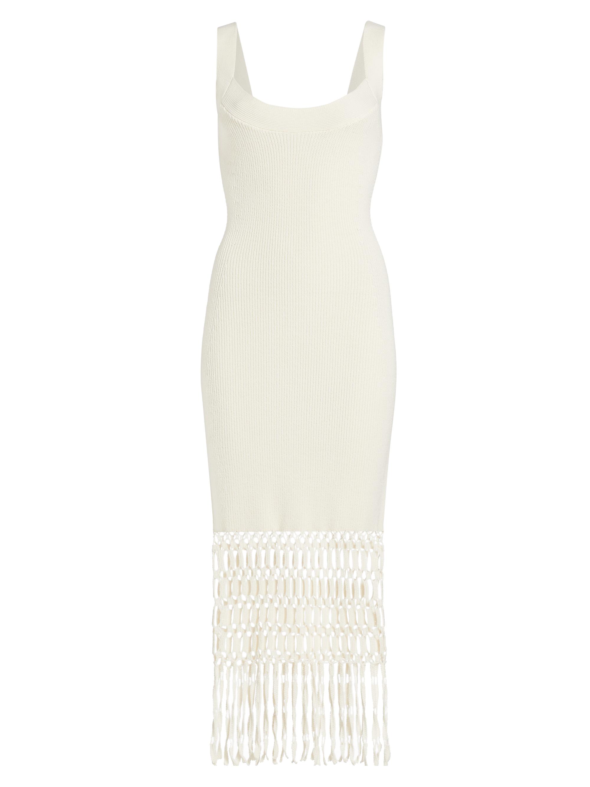 Amur Women's Archie Cotton Crochet Fringe Midi-Dress - Off White