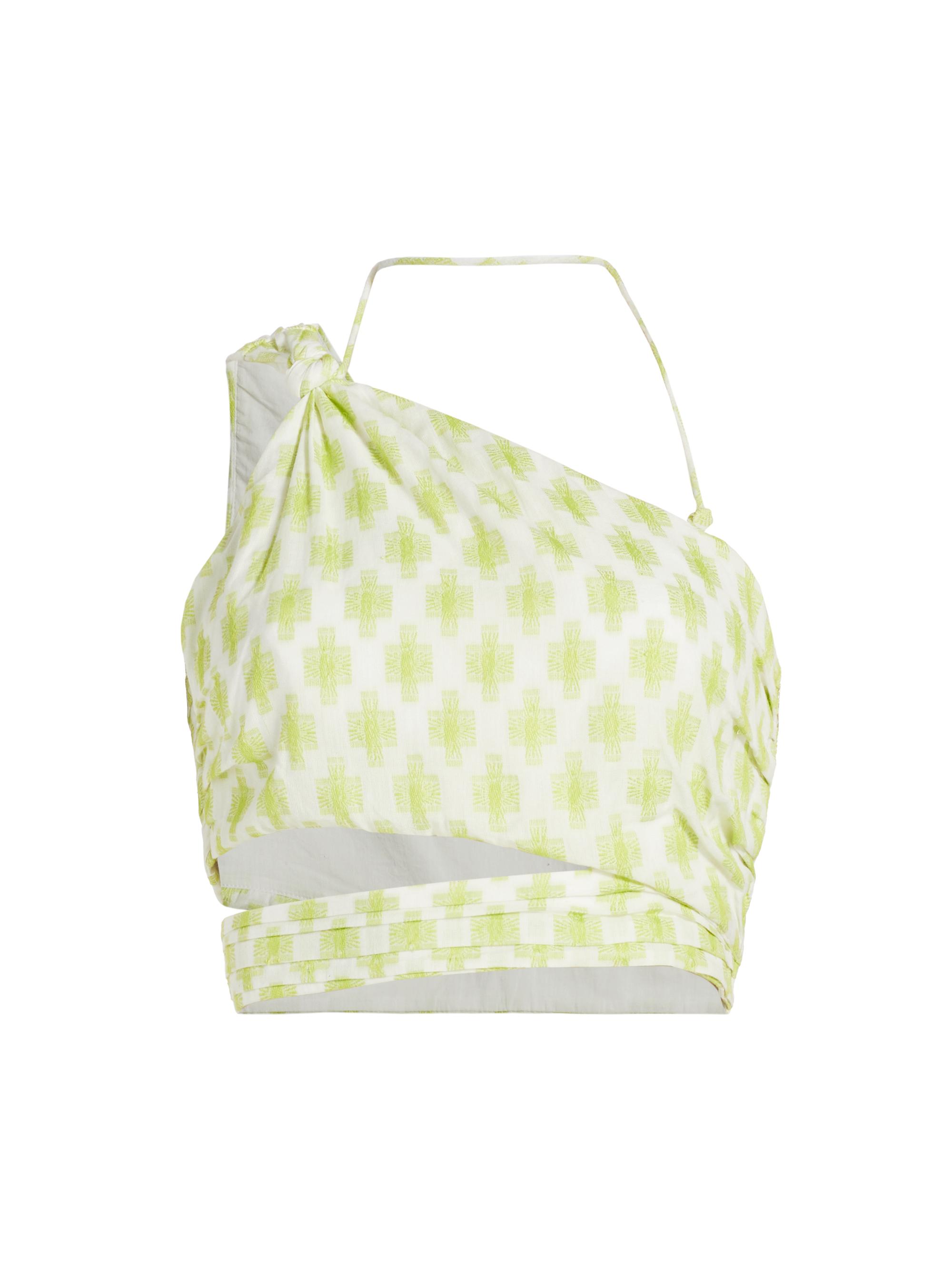 Amur Women's Oak Geometric Cotton One-Shoulder Crop Top -  Jacquard