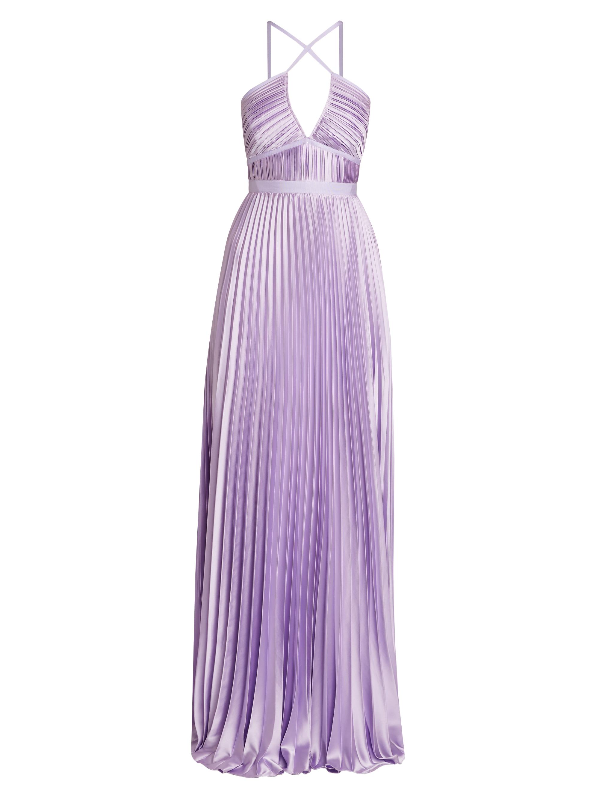 Amur Women's Nori Pleated Satin Halter Gown - Lavandula