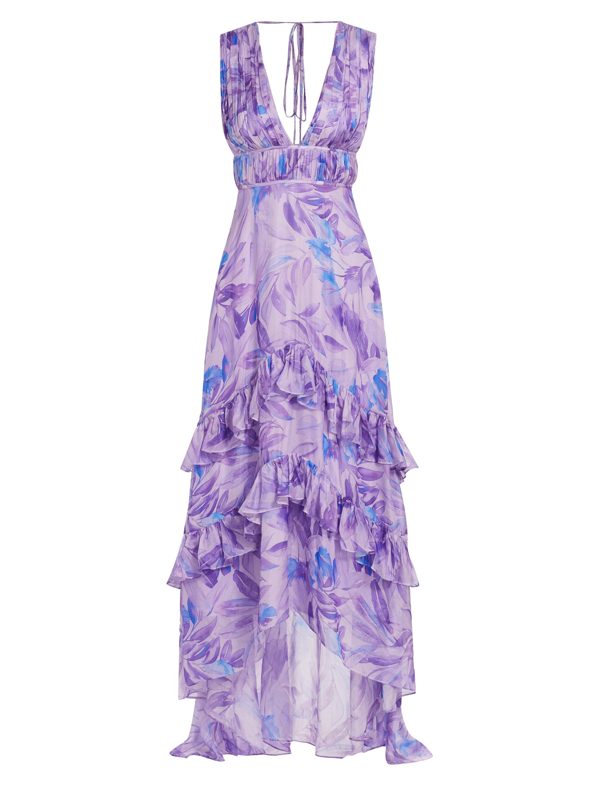 Amur Women's Senora Palm Ruffled High-Low Gown - Lavandula Palms