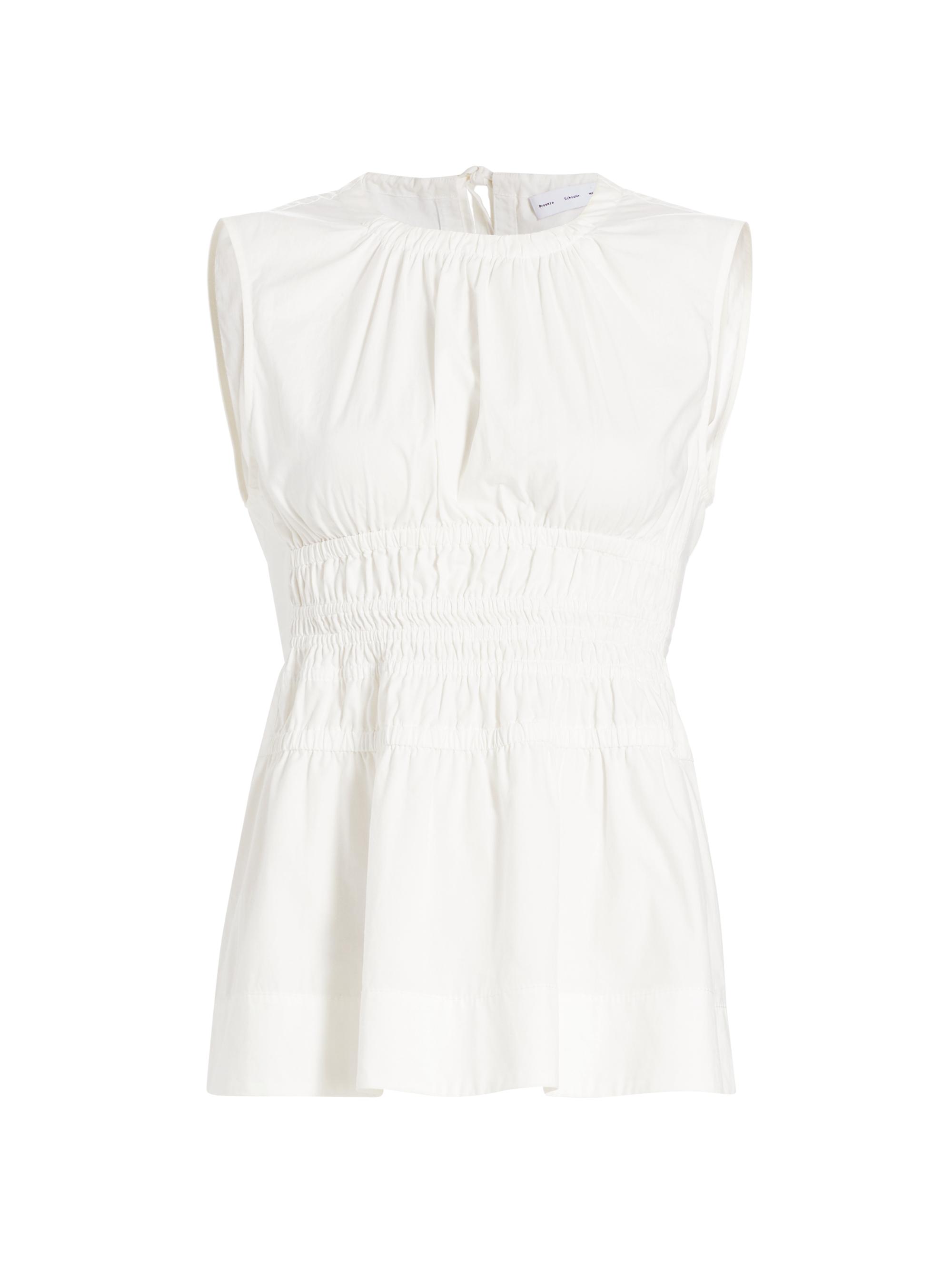 Proenza Schouler White Label Women's Kiki Ruched Cotton Poplin Top - Off White