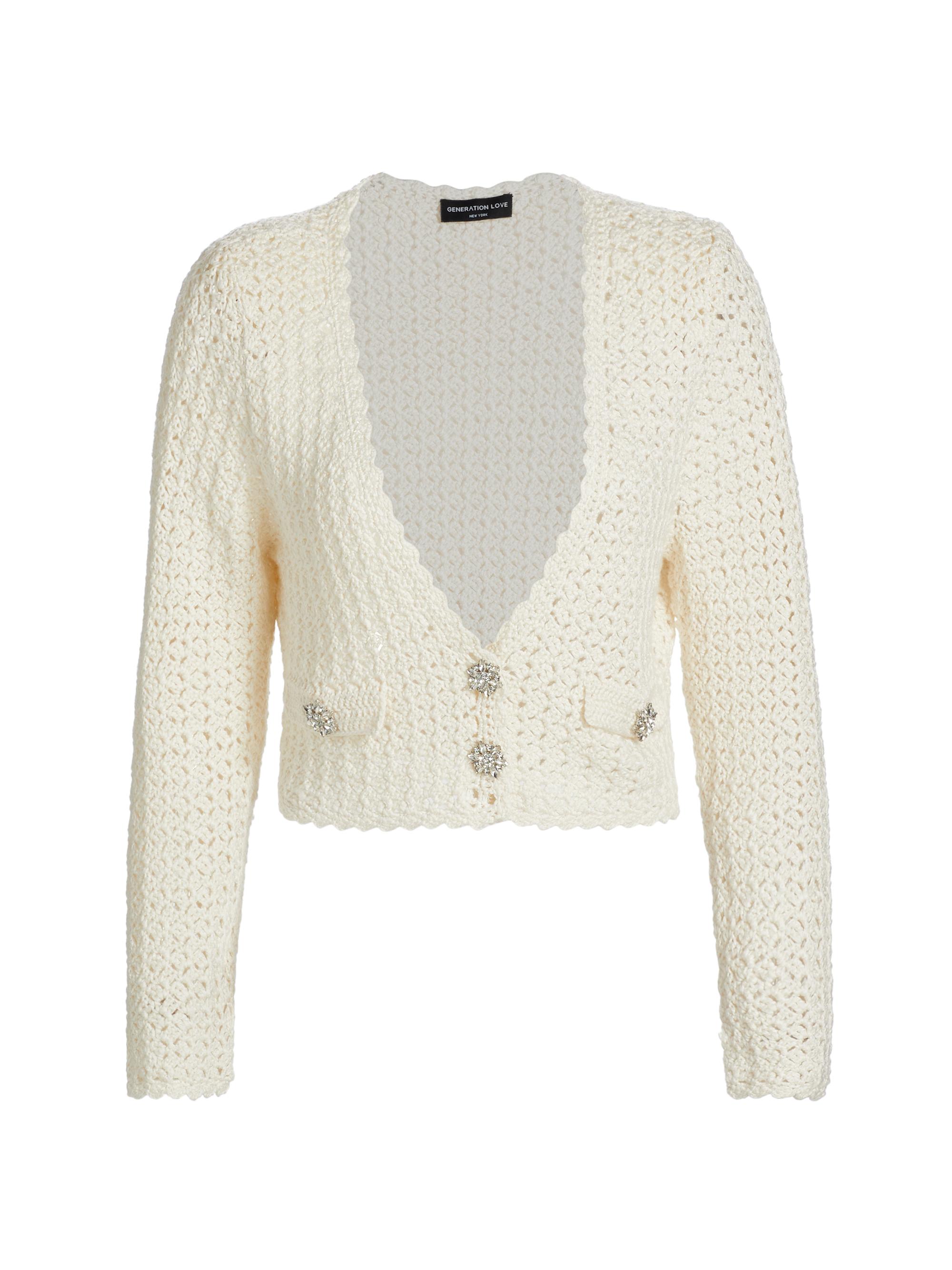 Generation Love Women's Joy Crochet Crop Cardigan - Natural