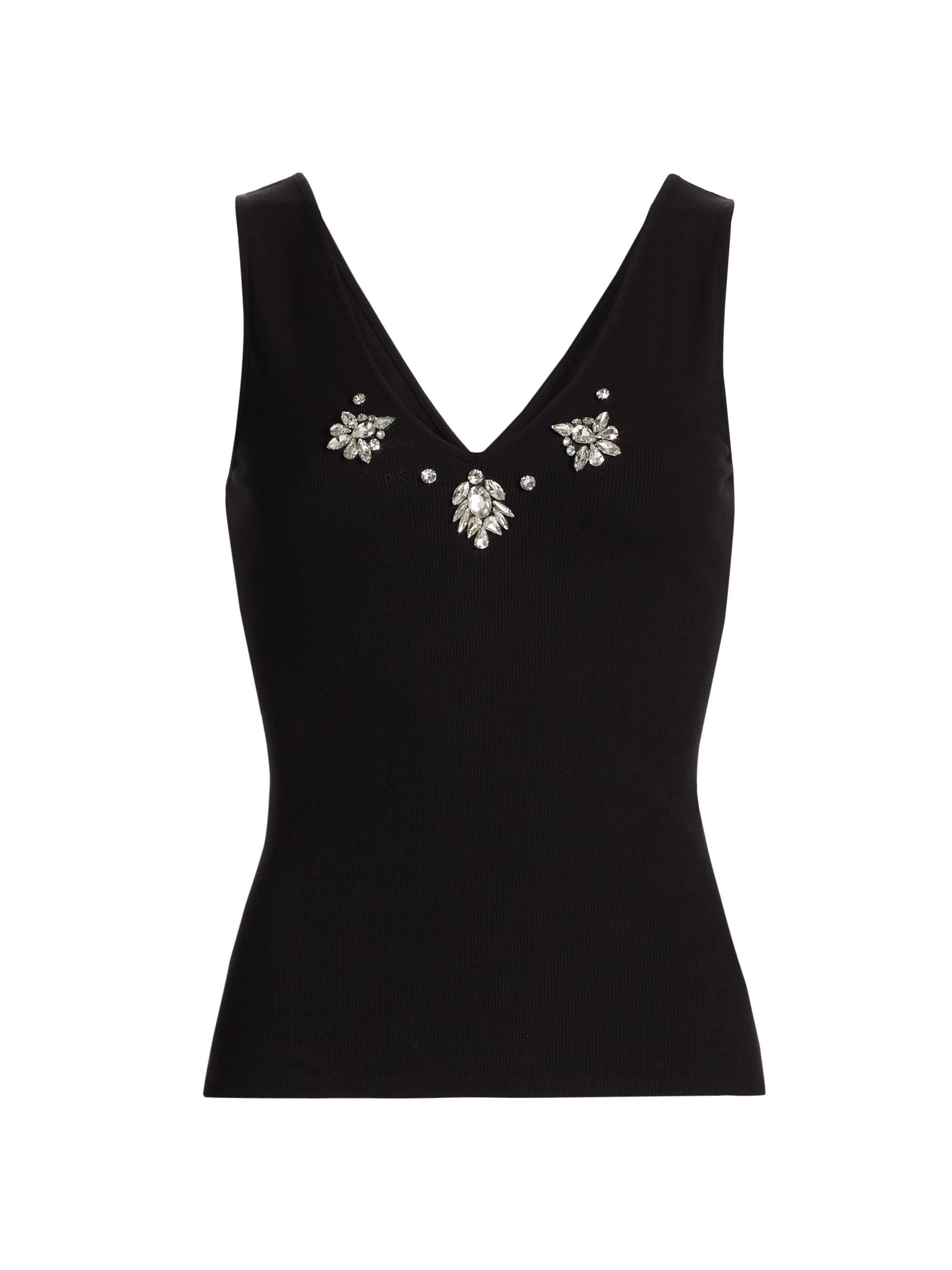 Generation Love Women's Serafina Crystal-Embellished Rib-Knit Tank Top - Black