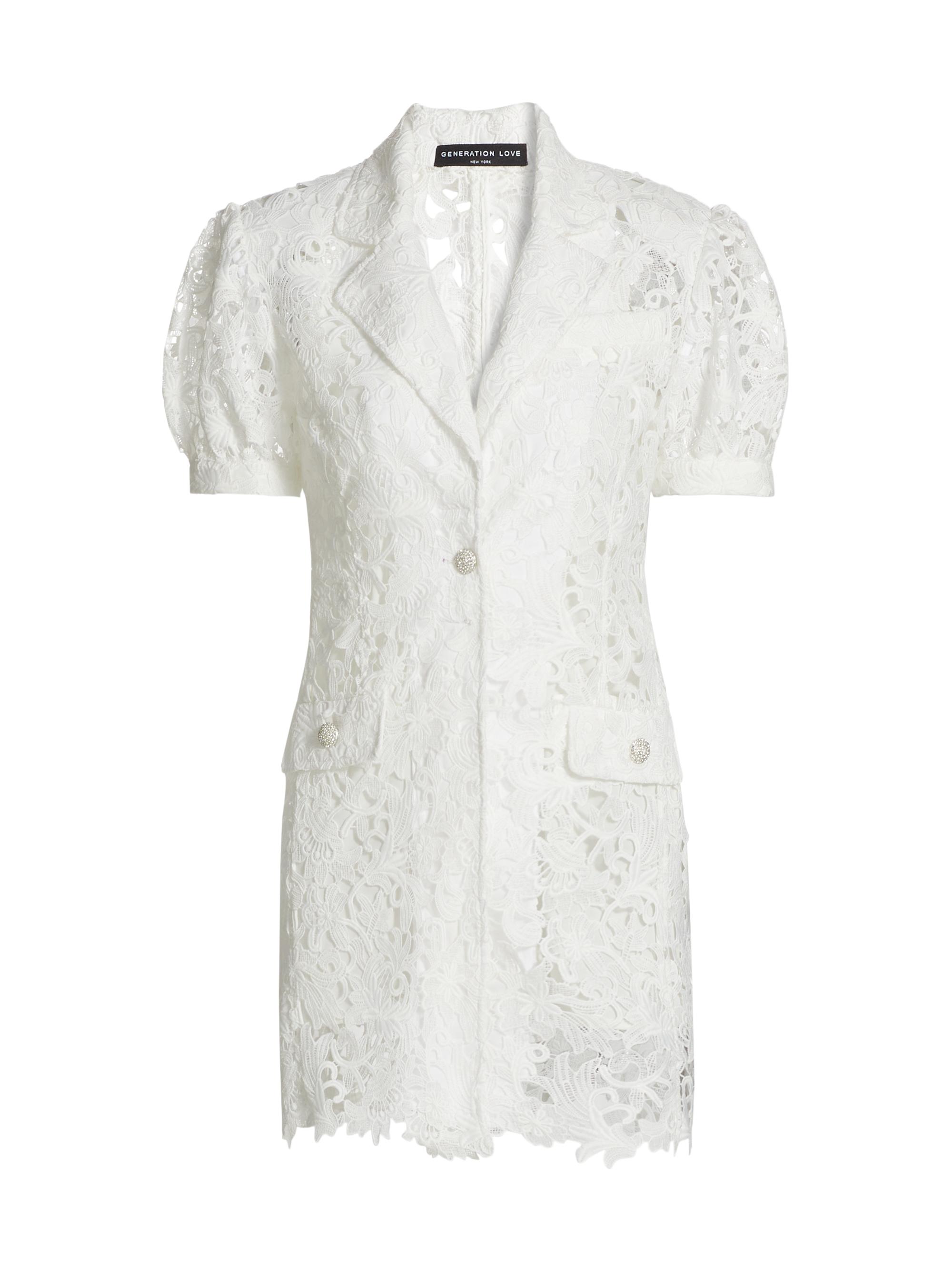 Generation Love Women's Neira Guipure Lace Blazer Minidress - White
