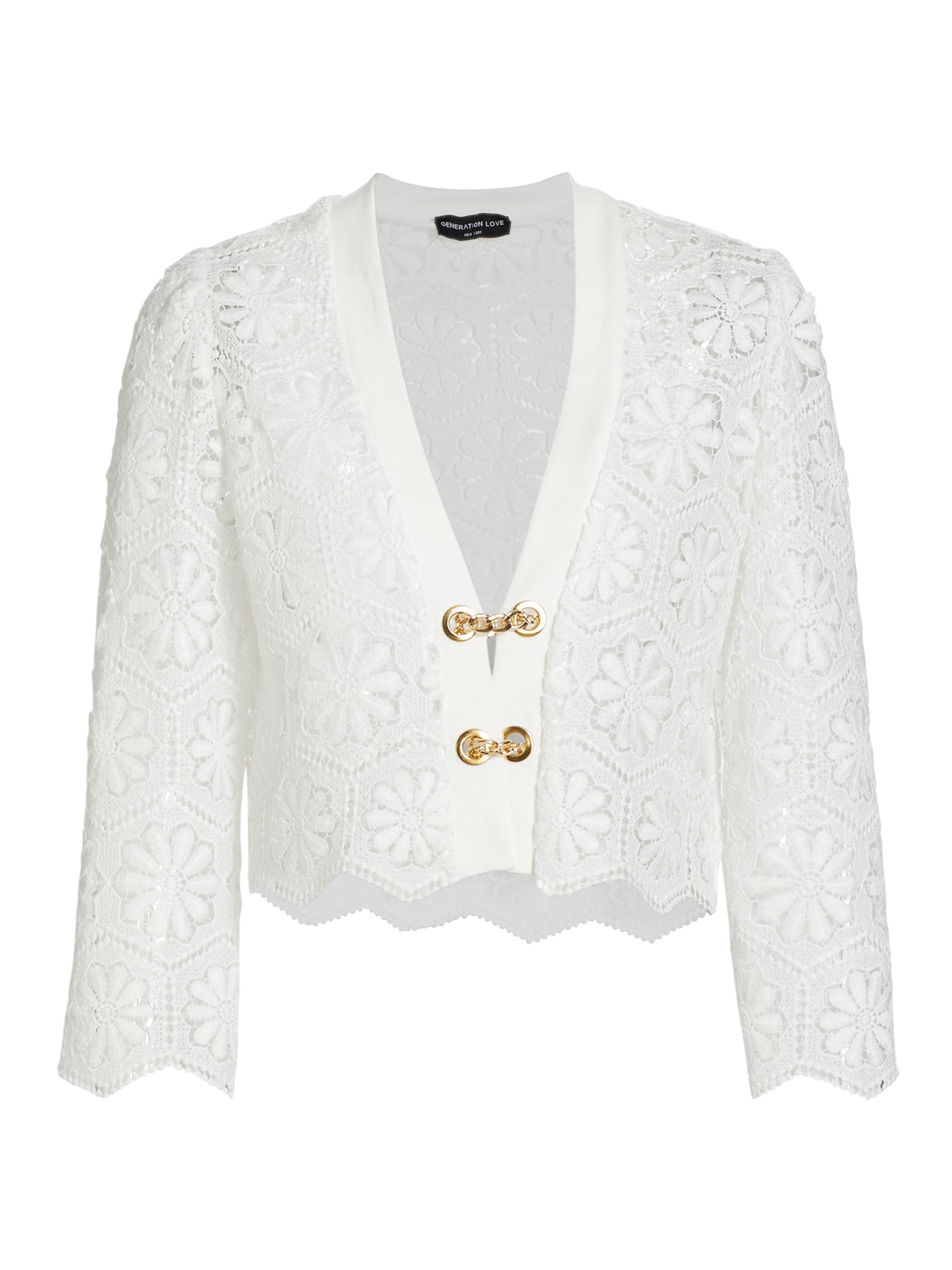 Generation Love Women's Noella Floral Lace Top - White