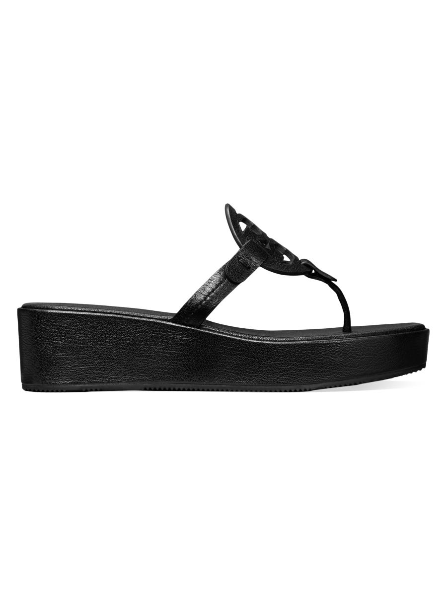 Tory Burch Miller Leather Wedge Sandals | Saks Fifth Avenue