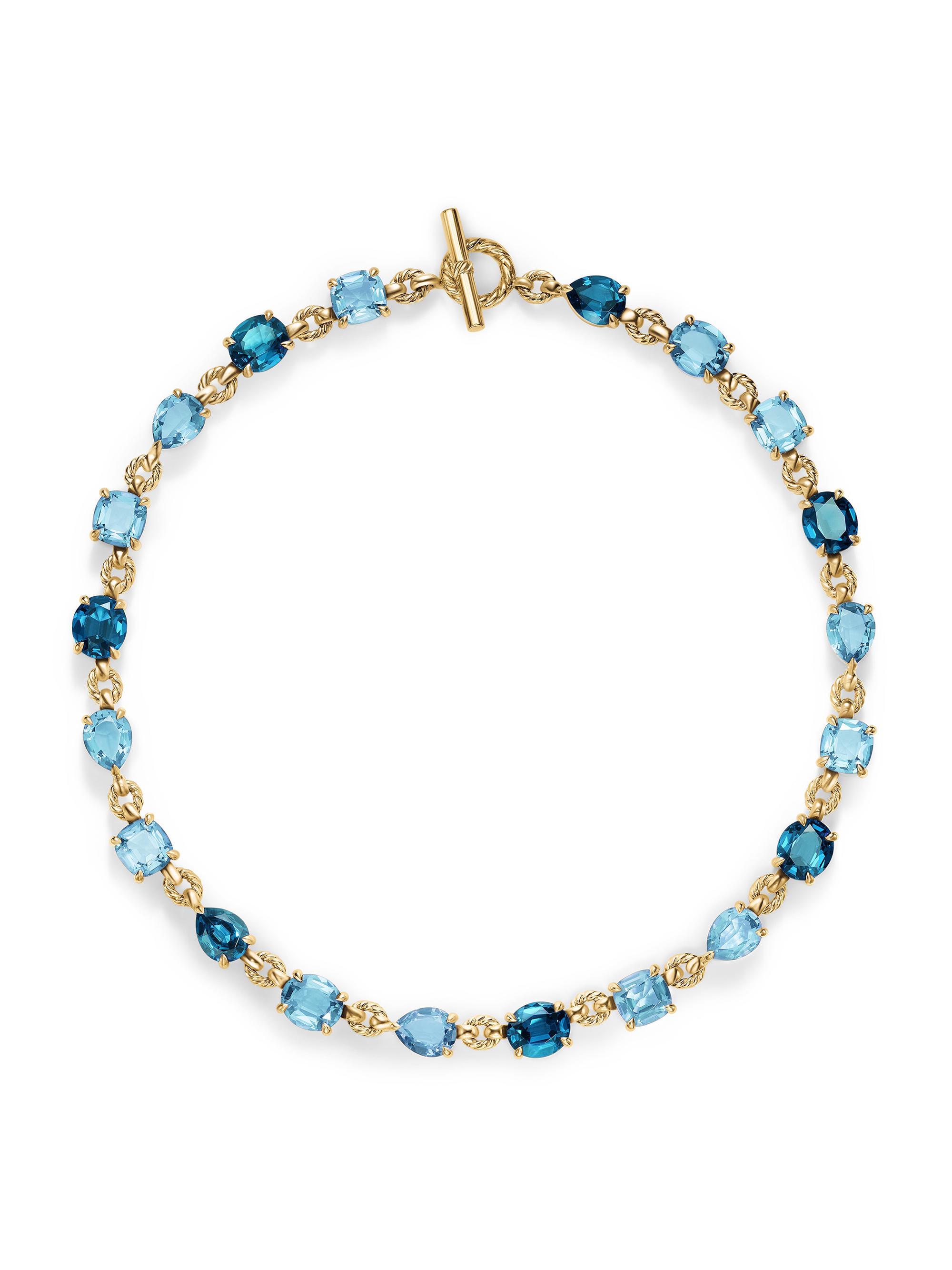 David Yurman Women's Marbella Toggle Necklace in 18K Yellow Gold - Blue Topaz
