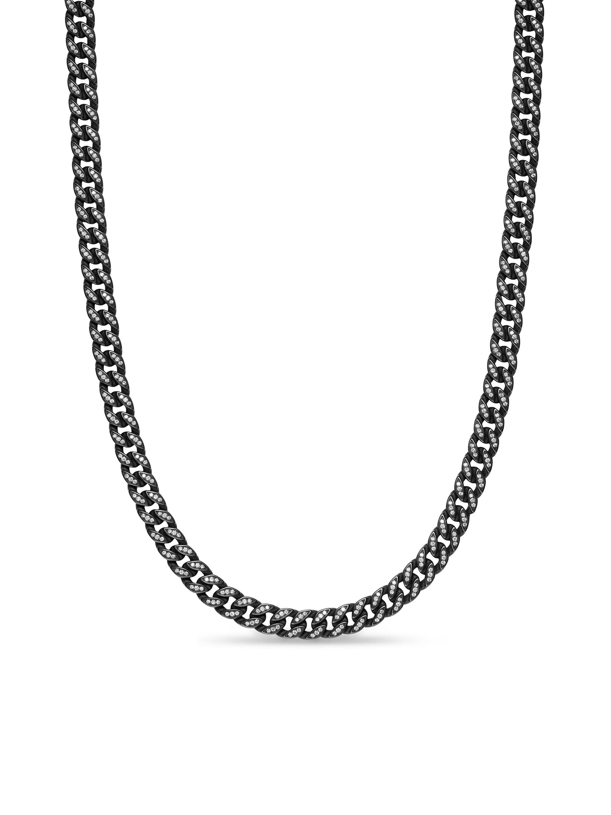 David Yurman Men's Curb Chain Necklace in Black Titanium - Diamond