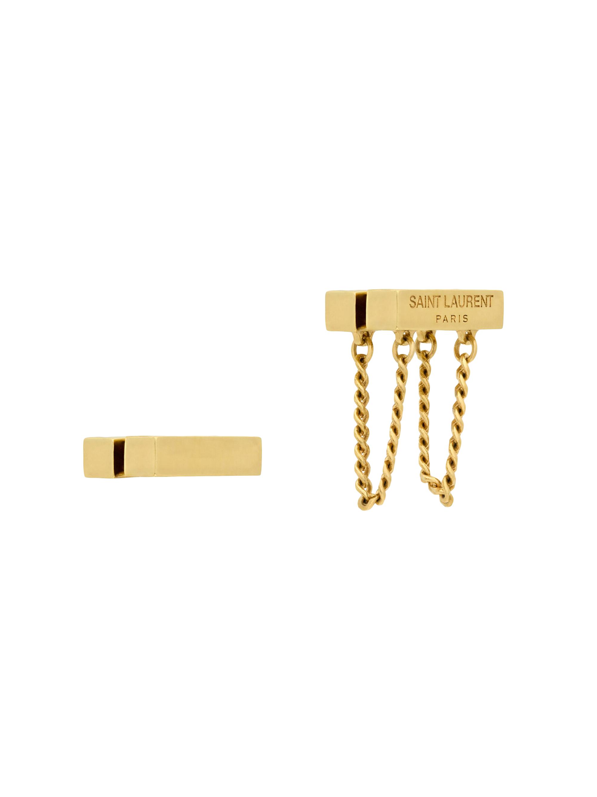 Saint Laurent Women's Asymmetric Earrings in Metal - Gold