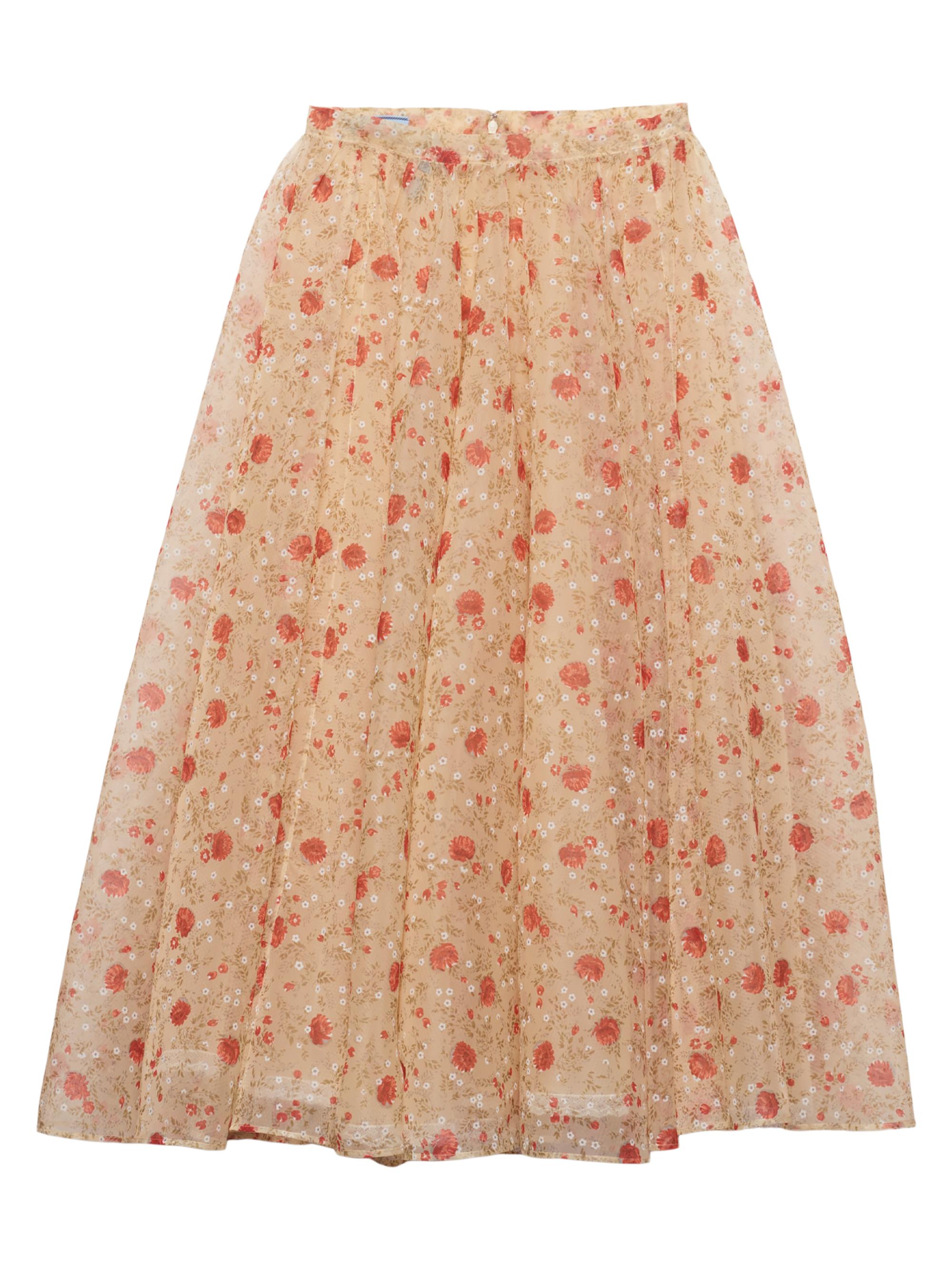 Prada Women's Printed Nylonette Midi Skirt - Red