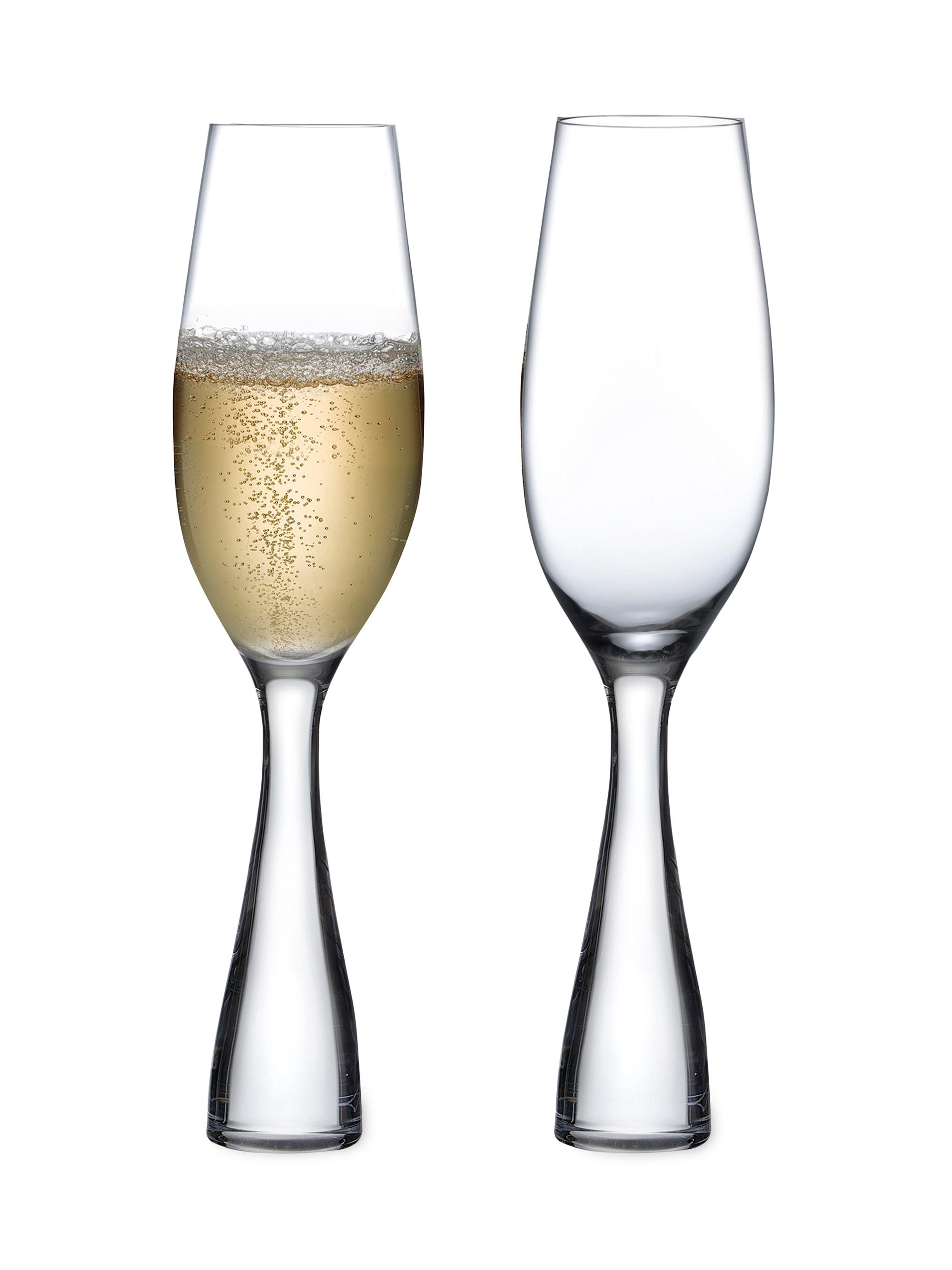 Nude Glass Wine Party 2-Piece Champagne Glass Set - Clear